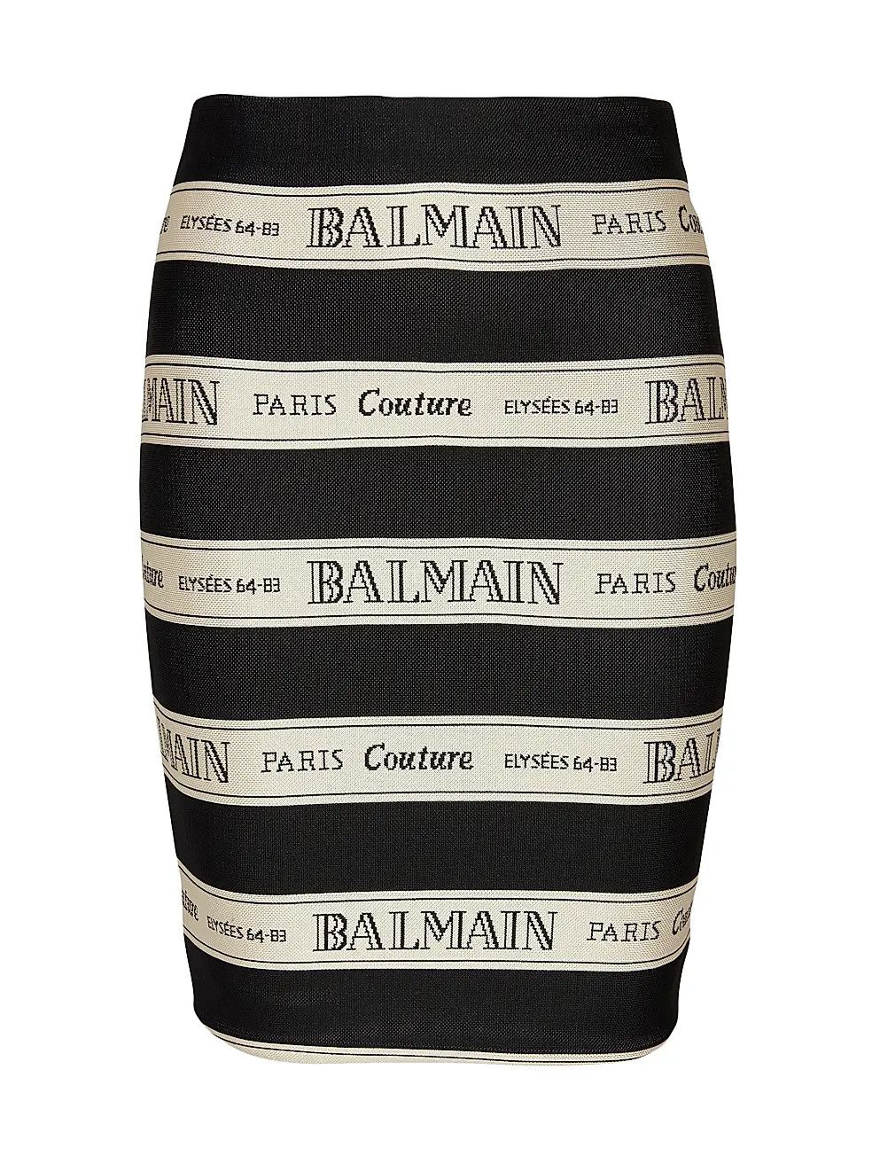 Balmain o1s1wg111225 Logo Striped Jacquard Miniskirt in Black/Beige Size 28" / US 6 / IT 42 - 1 Thumbnail