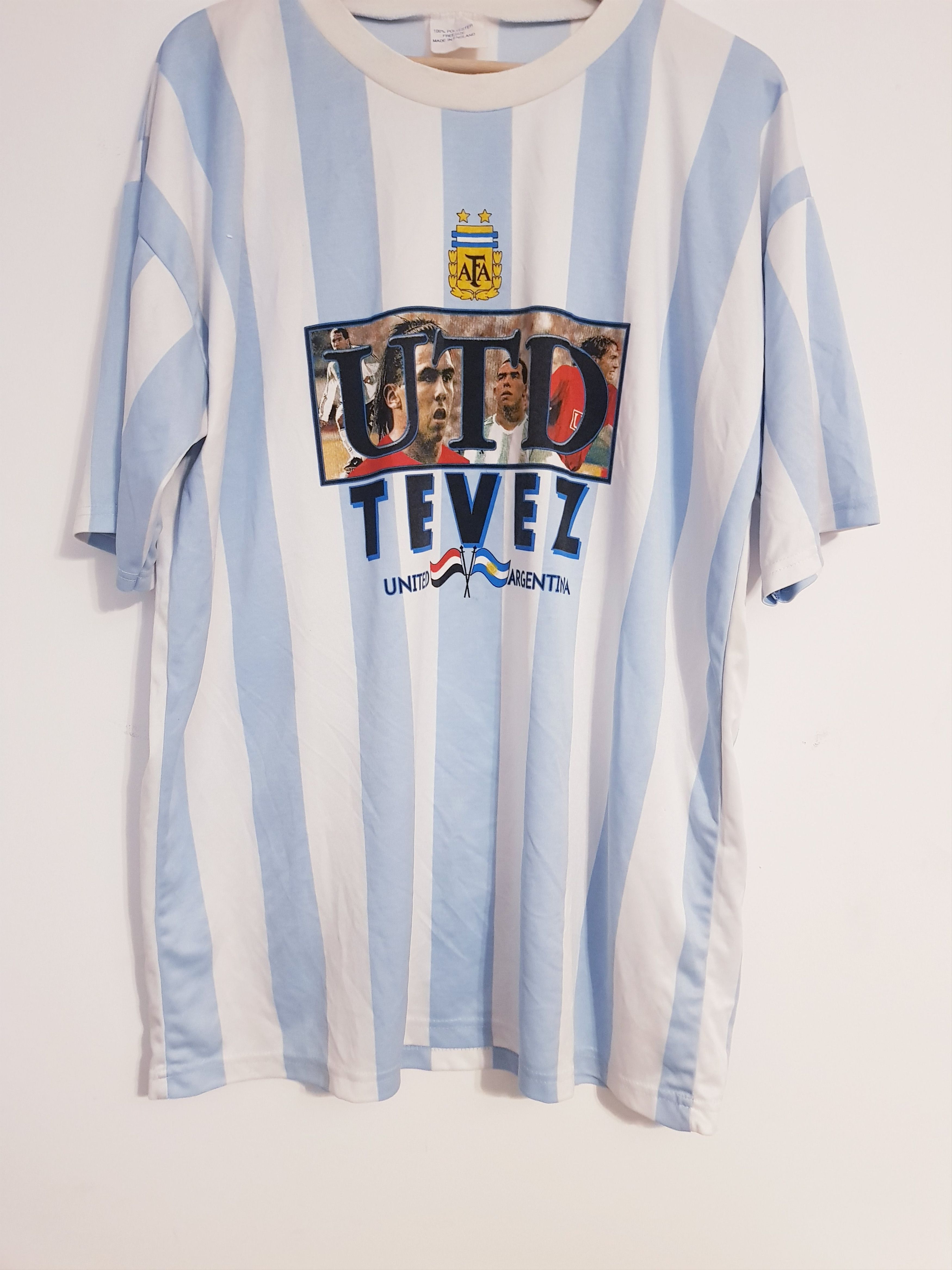Other Carlos Tevez UTD Argentina Bootleg Fan Tee 2006 AFA Stripe Size US XL / EU 56 / 4 - 2 Thumbnail