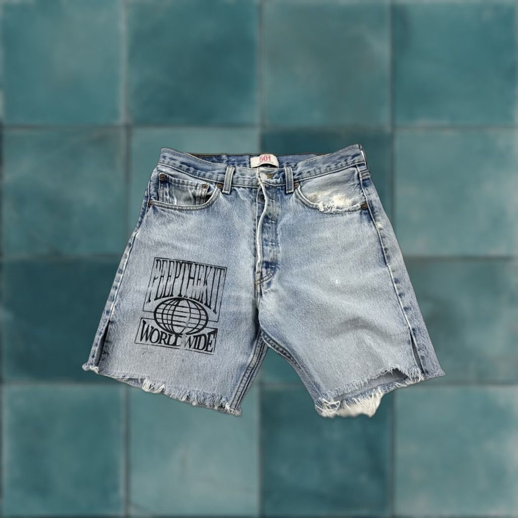 VINTAGE Levi's 501 Cut-Off Shorts Women’s 30 Blue Floral Distressed High-Rise Cowgirl Casual