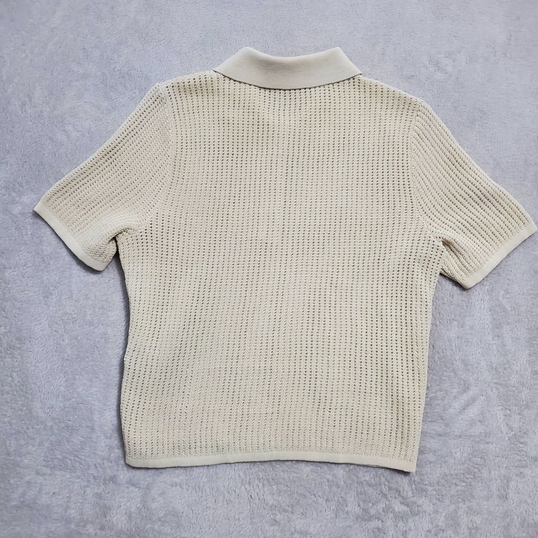 Rag & Bone VINTAGE Rag & Bone Polo Women L Ivory Open Knit Short Sleeve Casual Collared Neckline Size L / US 10 / IT 46 - 2 Thumbnail