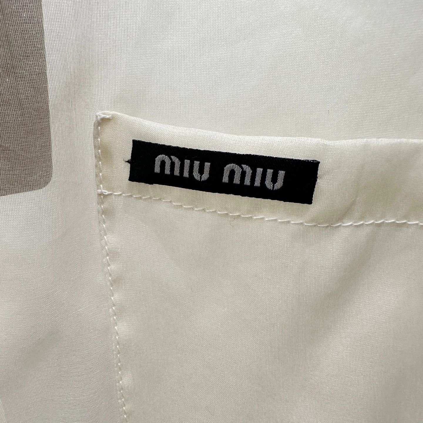 Miu Miu Miu Miu mar635 sheer logo silk short sleeve shirt 36 Size XS / US 0-2 / IT 36-38 - 6 Thumbnail