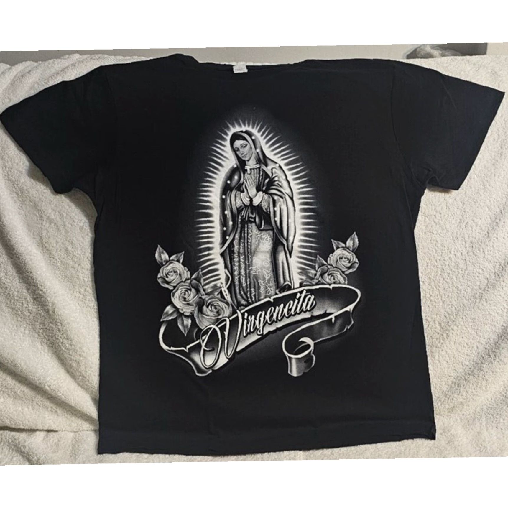 Vintage Guadalupes Virgin Mary Religious Mens Black T Shirt Extra Large XL Size US L / EU 52-54 / 3 - 1 Thumbnail