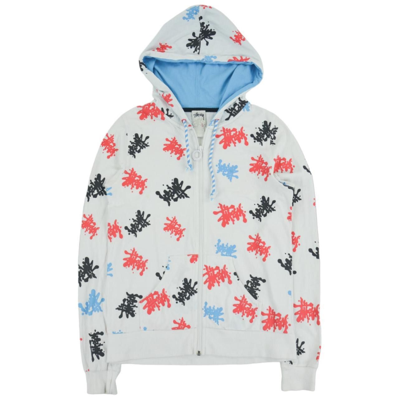 Vintage Stussy Monogram Zip Up Hoodie Women's Size M