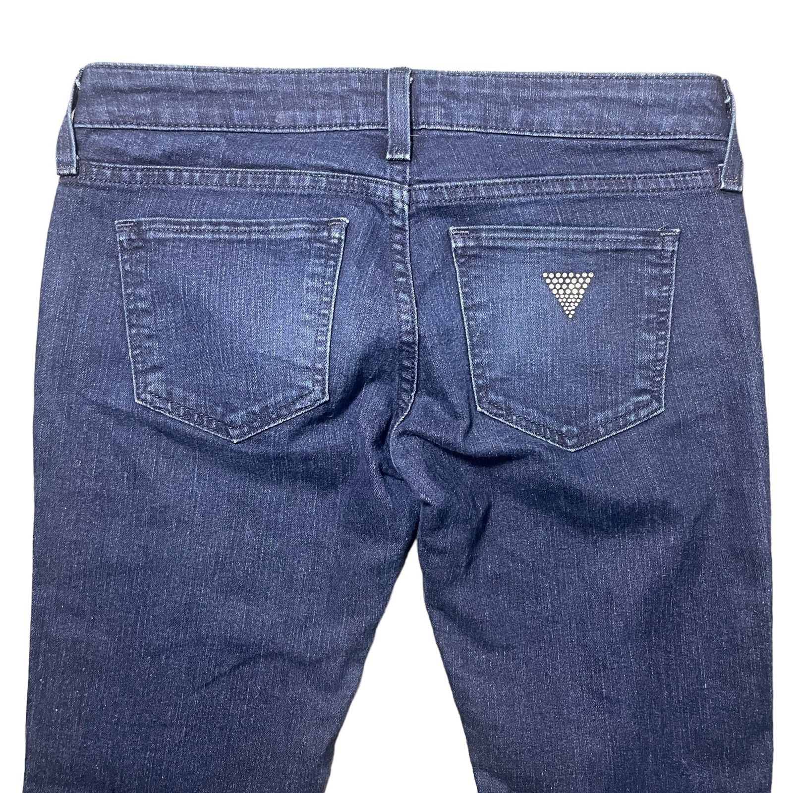 Guess Guess Low Rise Jeans Rhinestone Logo Embellish Dark Wash 26 Size 31" - 4 Thumbnail