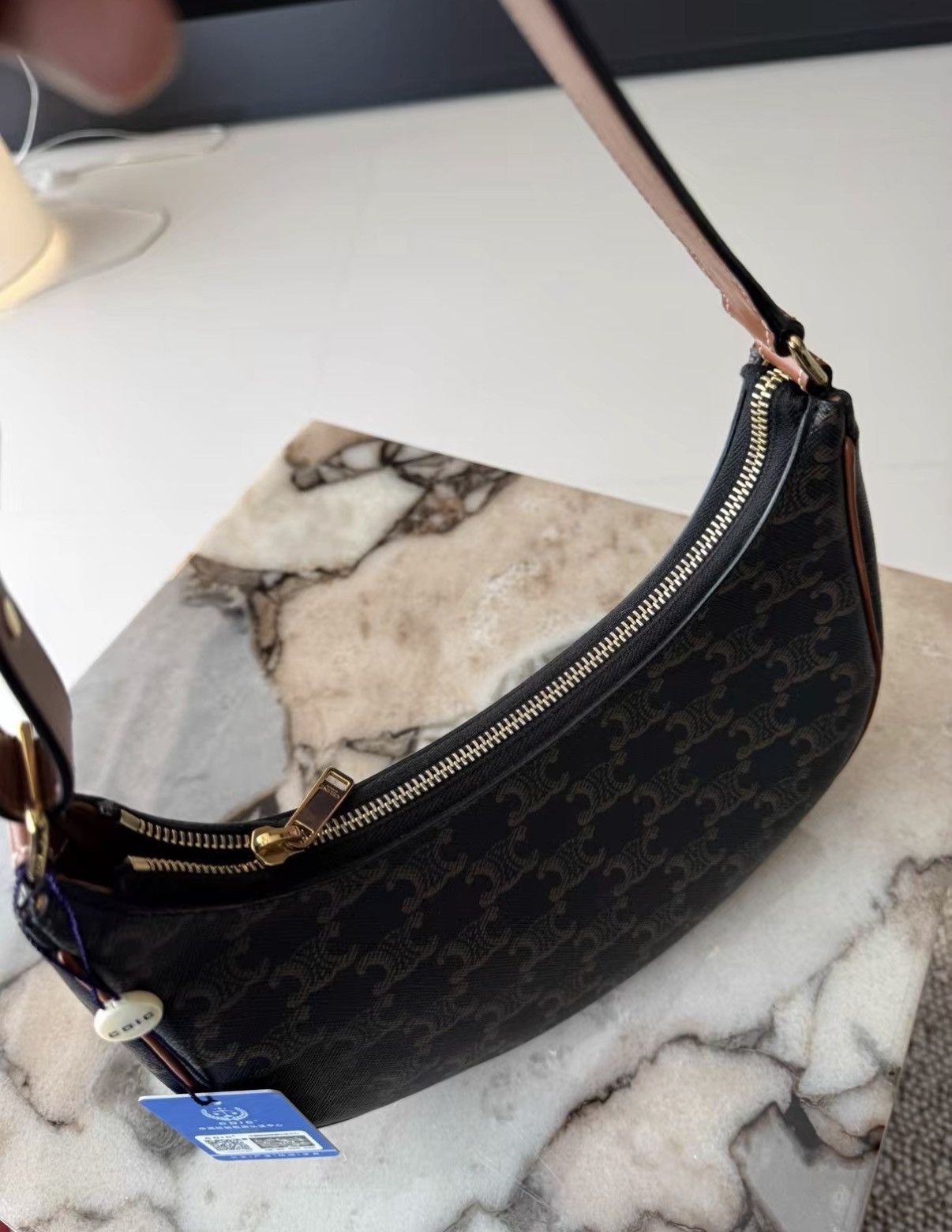 Celine Celine Ava Pea Underarm Bag, Medium Size Tan Monogram J36 Size ONE SIZE - 6 Thumbnail
