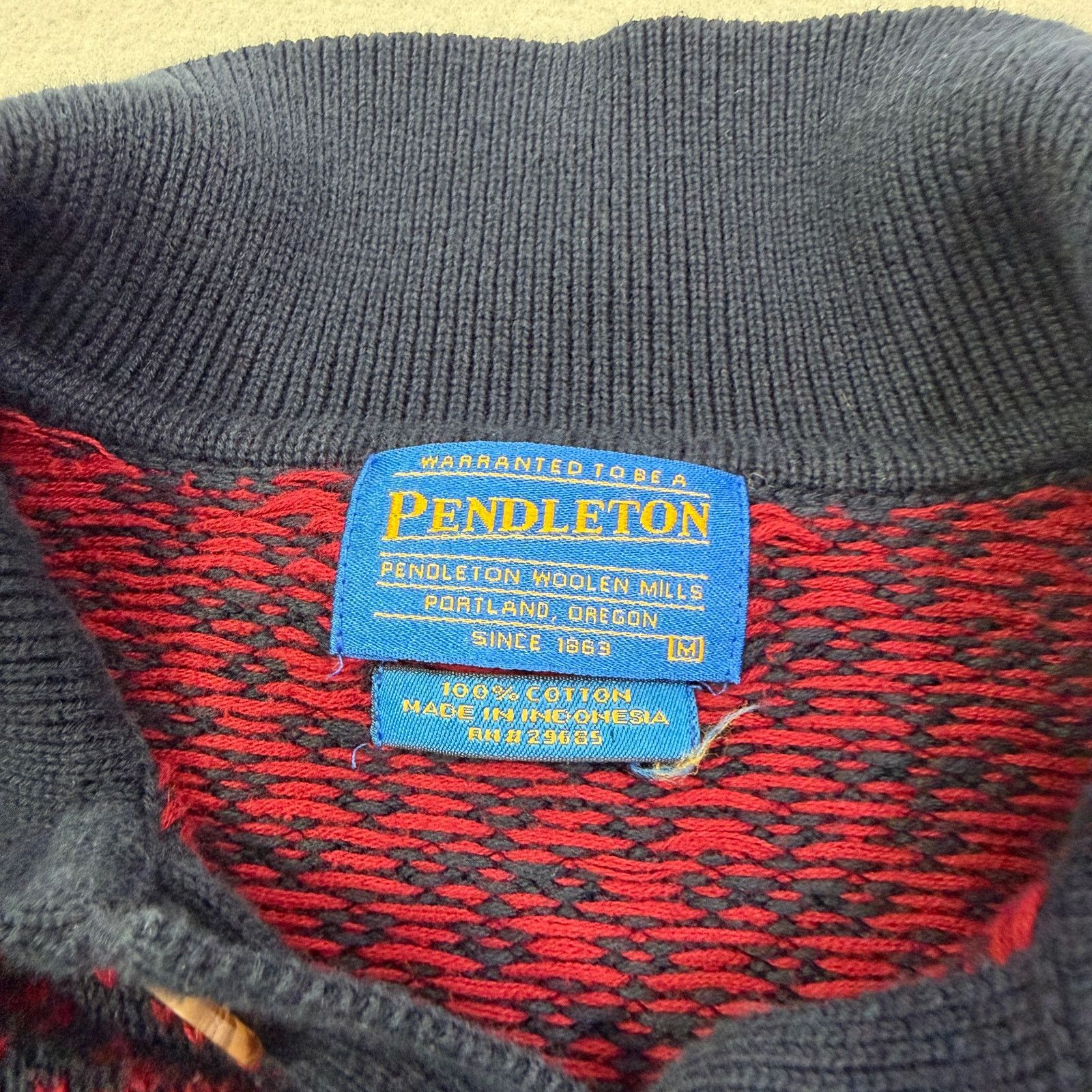 Pendleton Pendleton Collared Sweater Men's Medium Red Blue Geometric Size US M / EU 48-50 / 2 - 4 Thumbnail