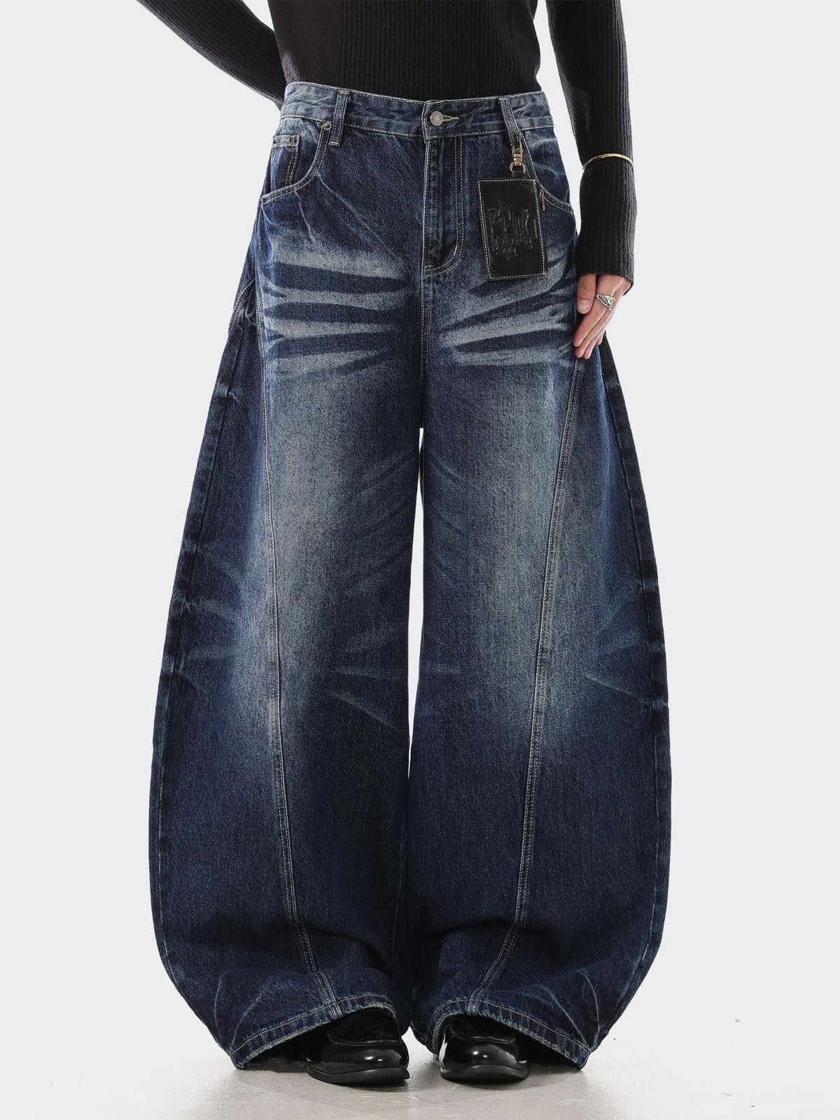 Vintage Wide Leg Denim Jeans, Baggy Loose Fit Jeans Size US 32 / EU 48 - 2 Thumbnail