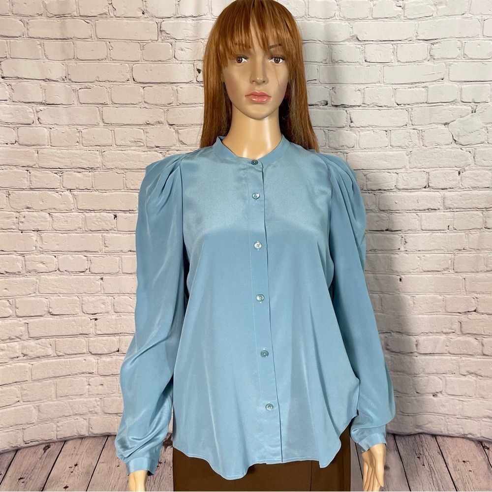 Joie NWT New $278 Joie Eldridge Blue Silk Blouse Size M Size M / US 6-8 / IT 42-44 - 2 Thumbnail