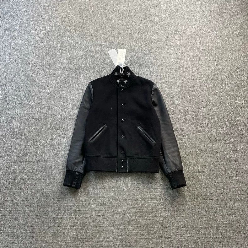 Saint Laurent Paris Saint Laurent Black Baseball Jacket with Stars Size US M / EU 48-50 / 2 - 1 Thumbnail