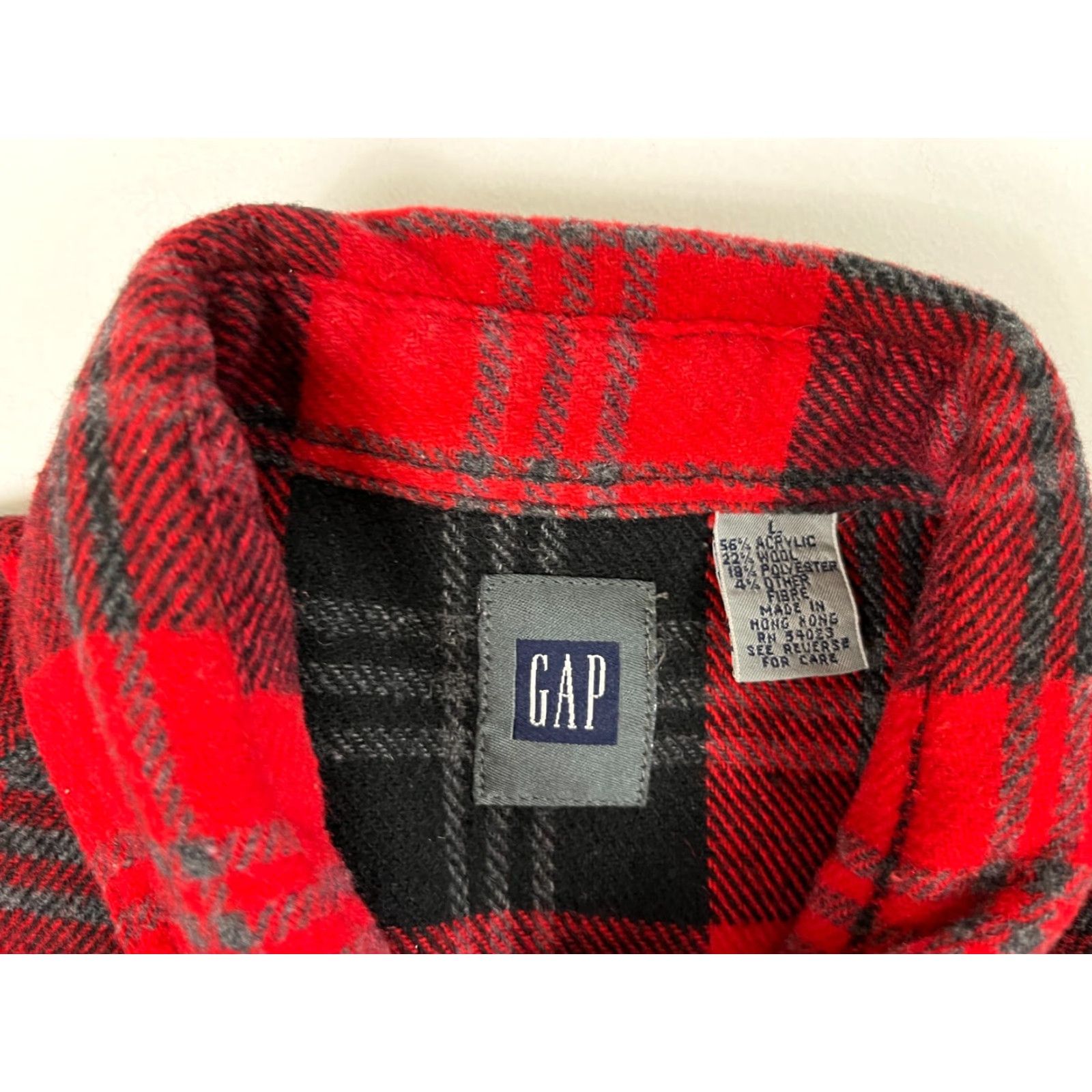 Gap VINTAGE Gap Men's Buffalo Plaid Button-Up Shirt Wool Blend Sz L 90s Red Flannel Pockets Size US L / EU 52-54 / 3 - 6 Thumbnail