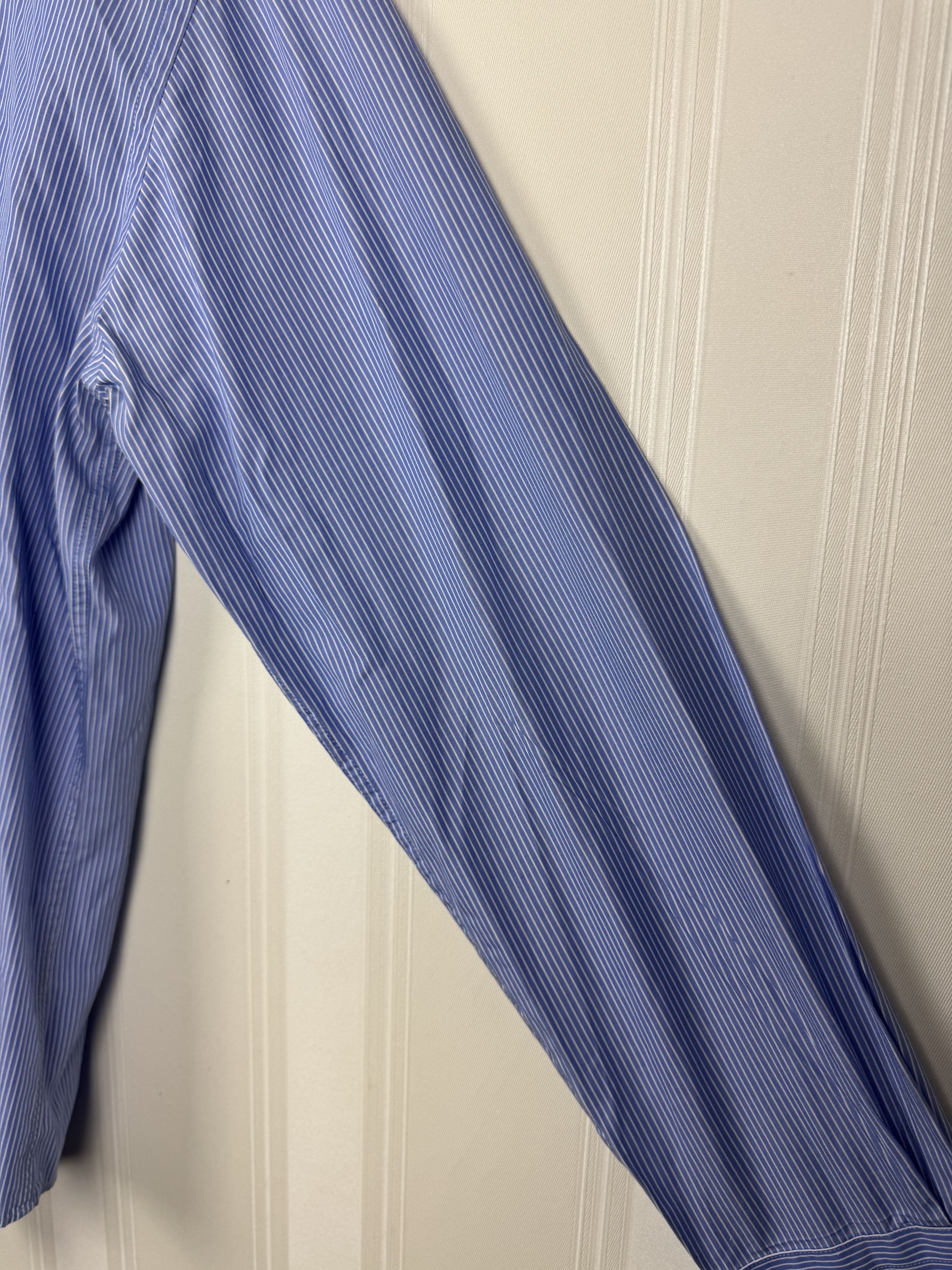 Boggi Boggi Milano Blue Striped Shirt Size 42 100% Cotton Size US XS / EU 42 / 0 - 7 Thumbnail