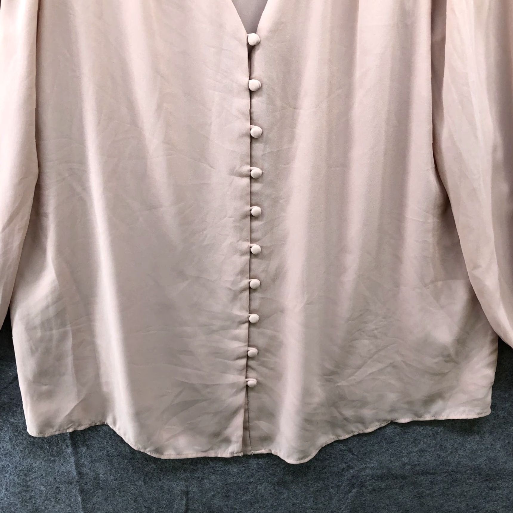 Alfani Alfani Blouse Womens M Peach Chiffon V-Neck Button Front Long Sleeve Formal Workwear Shirt Size M / US 6-8 / IT 42-44 - 4 Thumbnail
