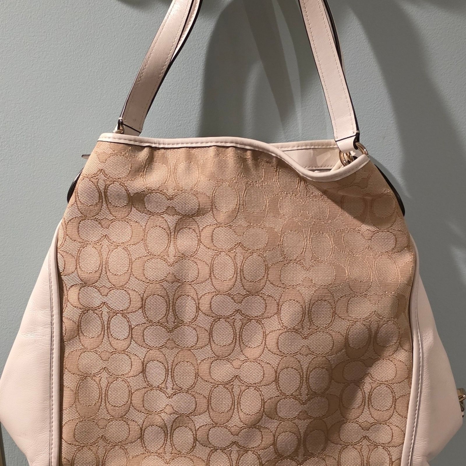 Coach Coach Edie 31 Shoulder Bag Signature Jacquard/Cream Leather Size ONE SIZE - 3 Thumbnail