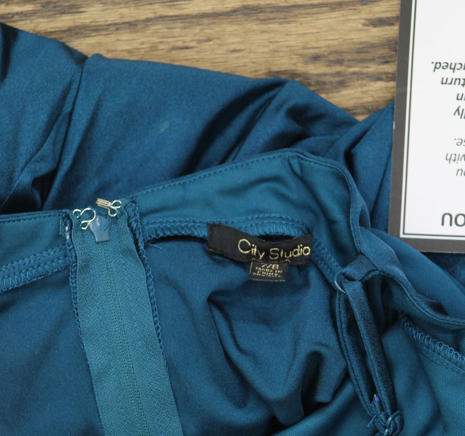 Other City Studios Satin Fit Flare Dress Teal Blue Green 7/8 Size M / US 6-8 / IT 42-44 - 4 Thumbnail
