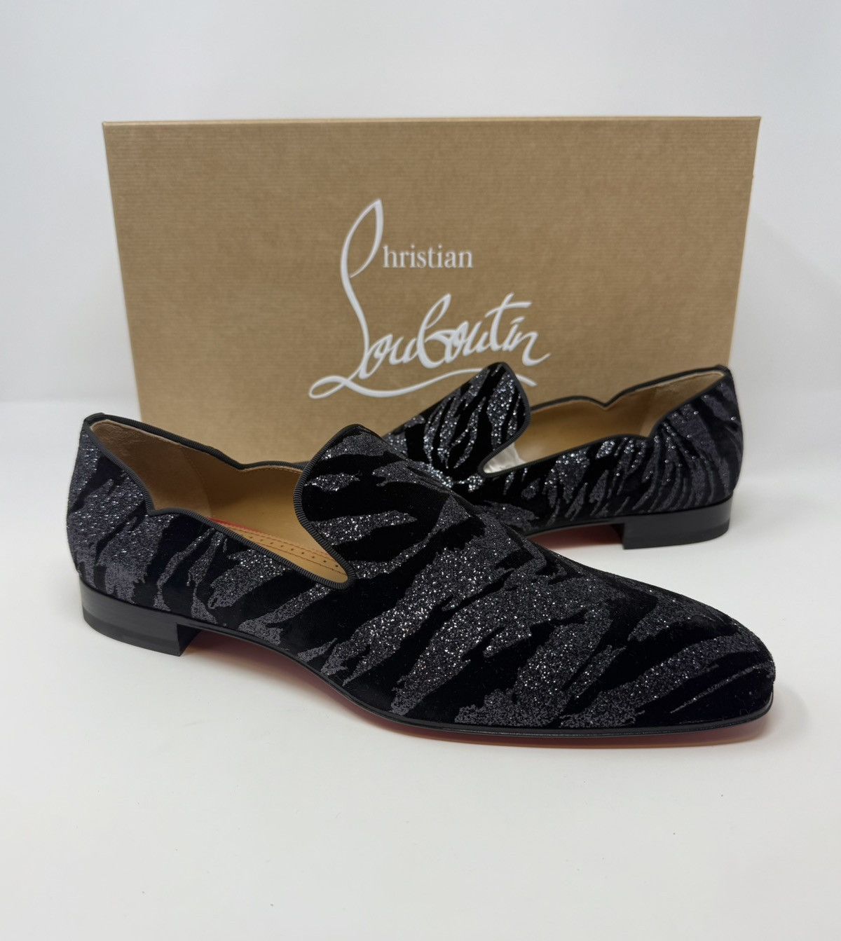 Christian Louboutin Christian Louboutin Dandy Chick Black Velvet Glitter Loafers Size US 9 / EU 42 - 1 Thumbnail