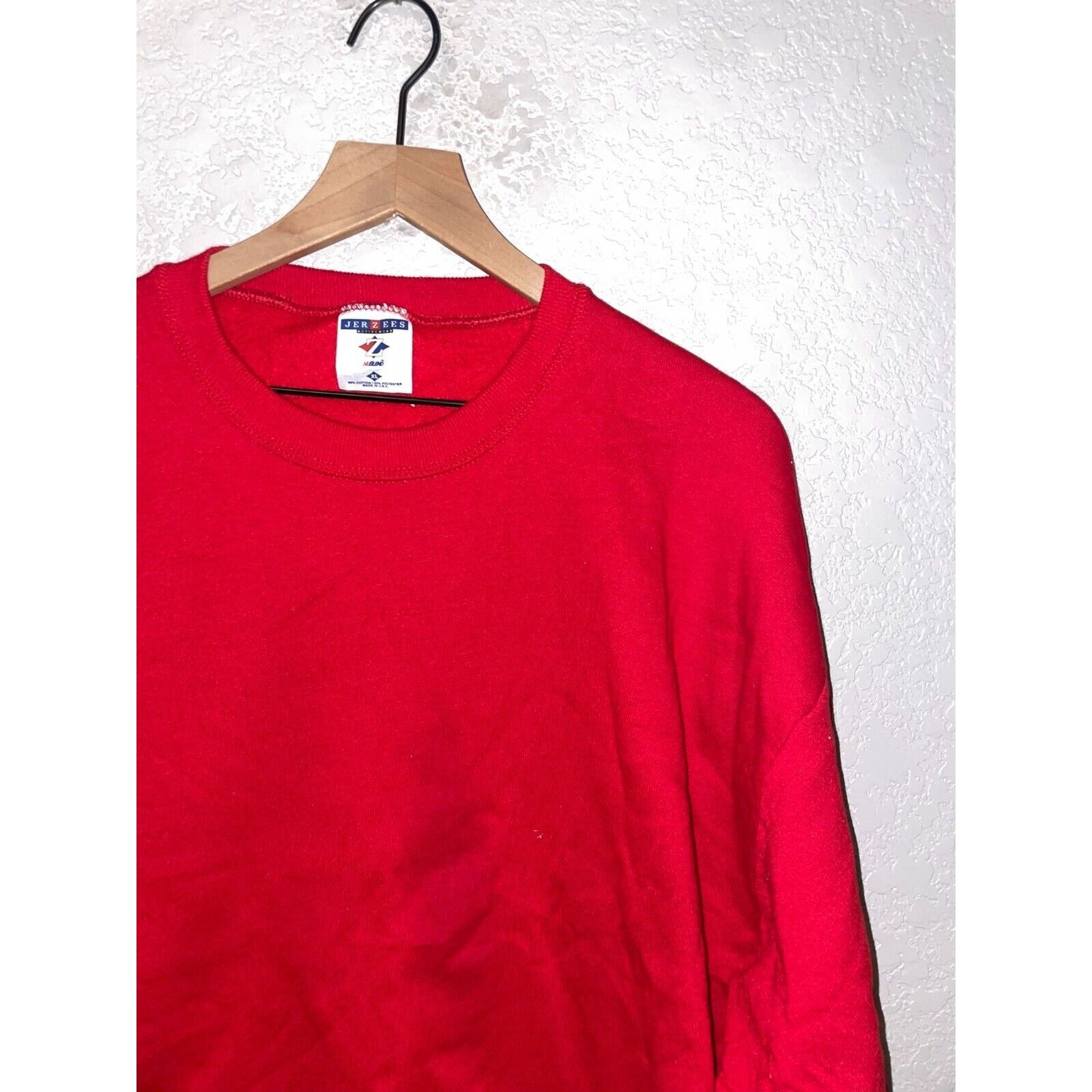 Jerzees Vintage Jerzees Red Blank Sweatshirt USA Made 50/50 90s XL Size US XL / EU 56 / 4 - 2 Thumbnail