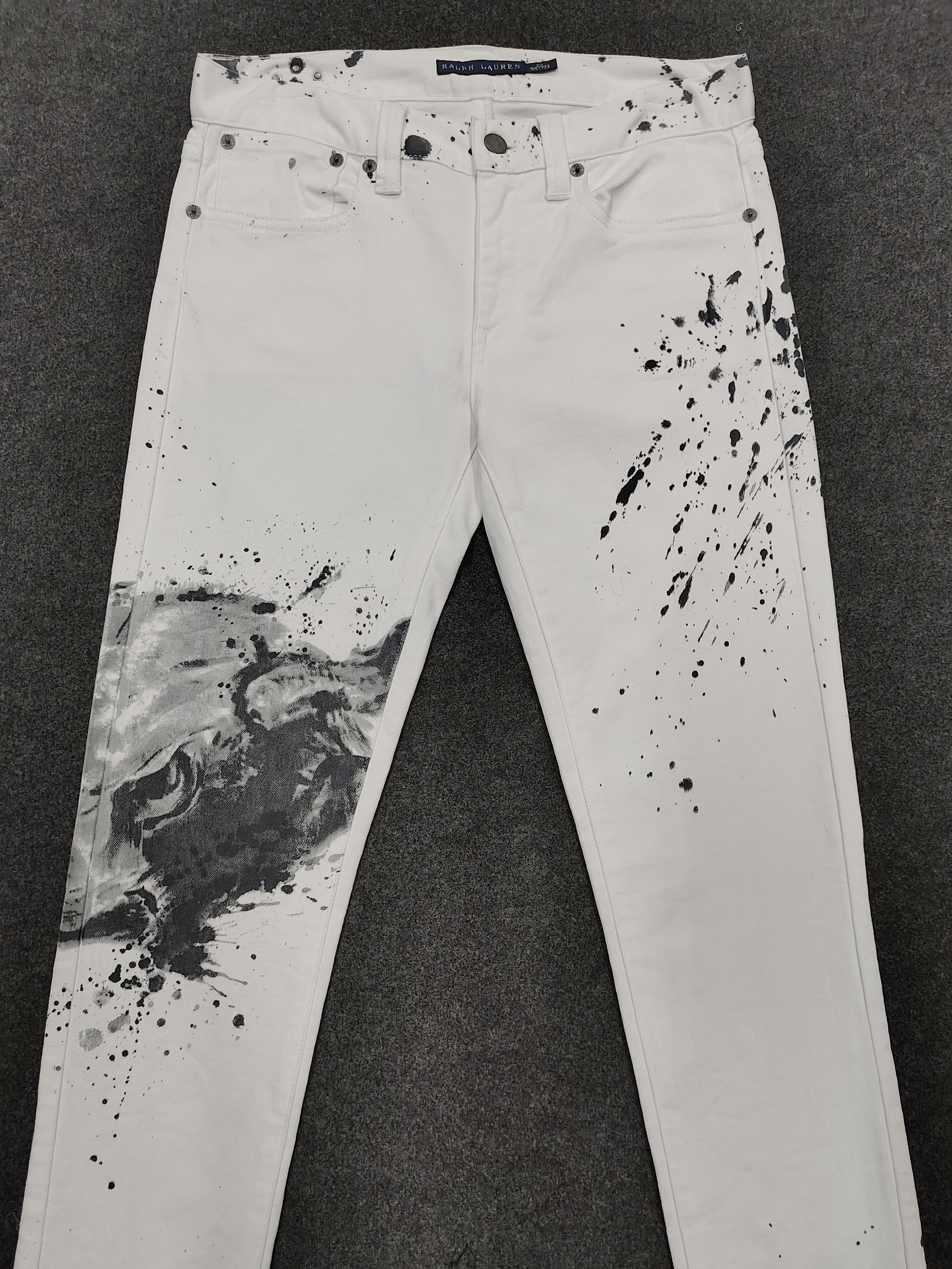 Ralph Lauren Ralph Lauren- Punk Rock Painted Bull Splash Art Skinny Jeans Size 30" / US 8 / IT 44 - 2 Thumbnail