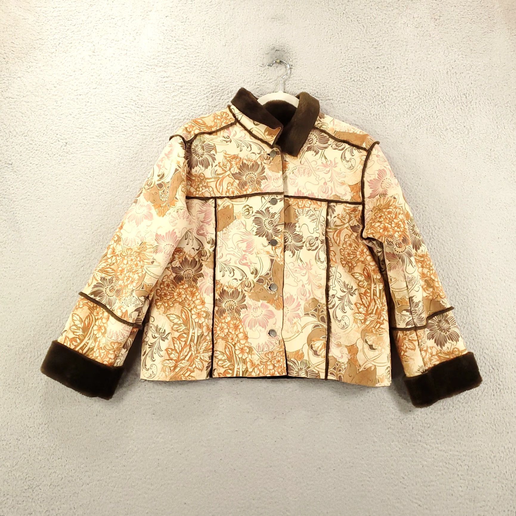 J. Jill VINTAGE J Jill Jacket Womens Petite Medium Paisley Button Up Velvet Faux Fur Sleeves PM Size M / US 6-8 / IT 42-44 - 4 Thumbnail