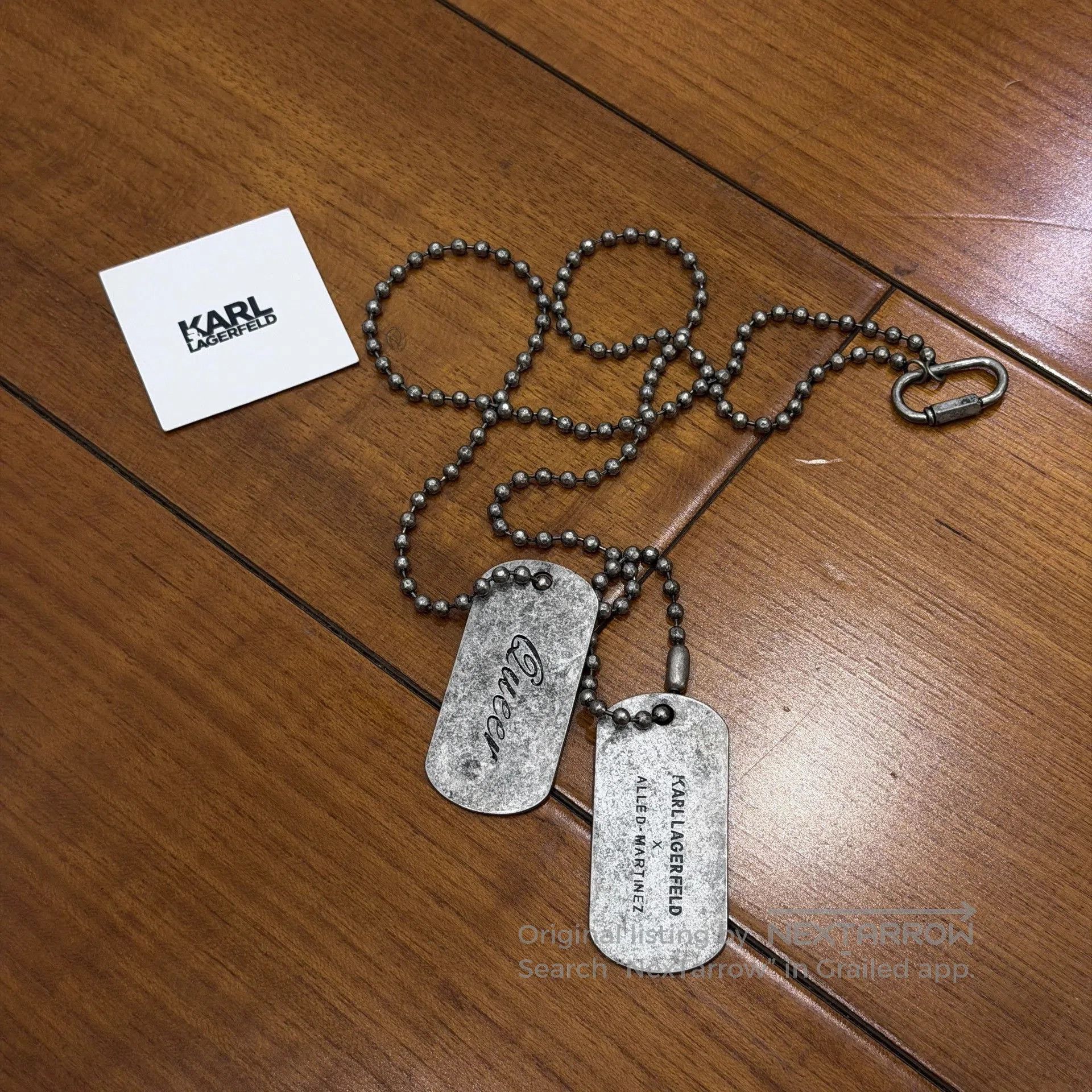 Karl Lagerfeld Karl Lagerfeld x Alled Martinez Distressed Dog Tag Necklace Size ONE SIZE - 1 Thumbnail