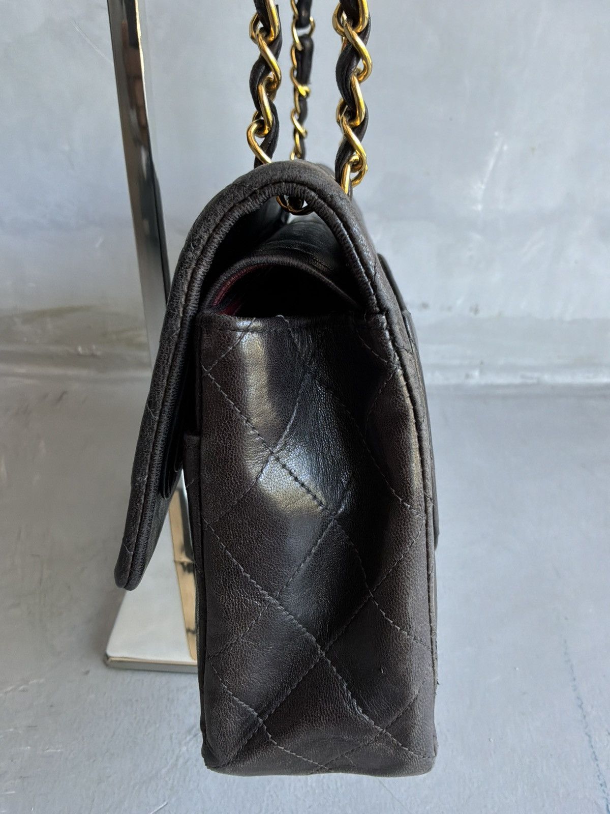 Chanel Old Chanel - Medium Dark Brown Double Flap GHW Shoulder Bag Size ONE SIZE - 8 Thumbnail