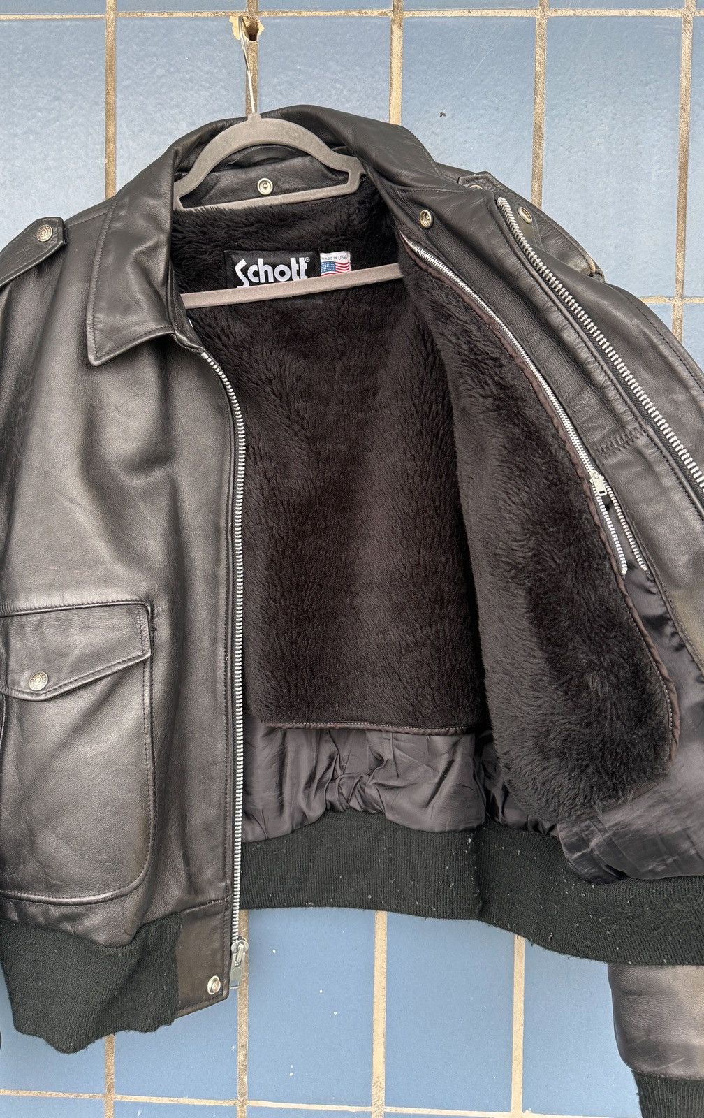 Schott Schott Leather Bomber Jacket with Removable Shearling Lining Size US M / EU 48-50 / 2 - 2 Thumbnail