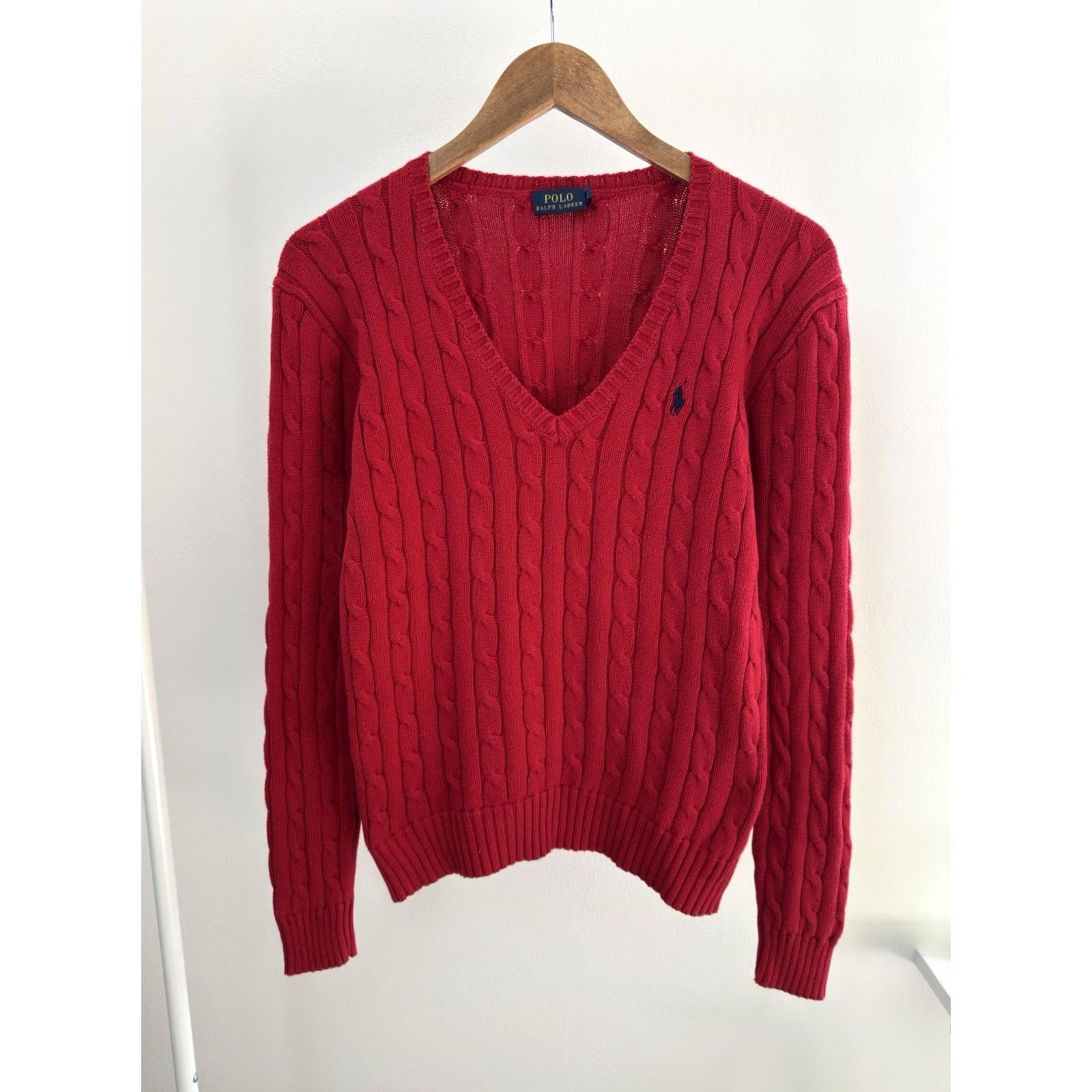 Polo Ralph Lauren VINTAGE Polo Ralph Lauren Woman Knitted Red V Neck Sweater L Size L / US 10 / IT 46 - 2 Thumbnail