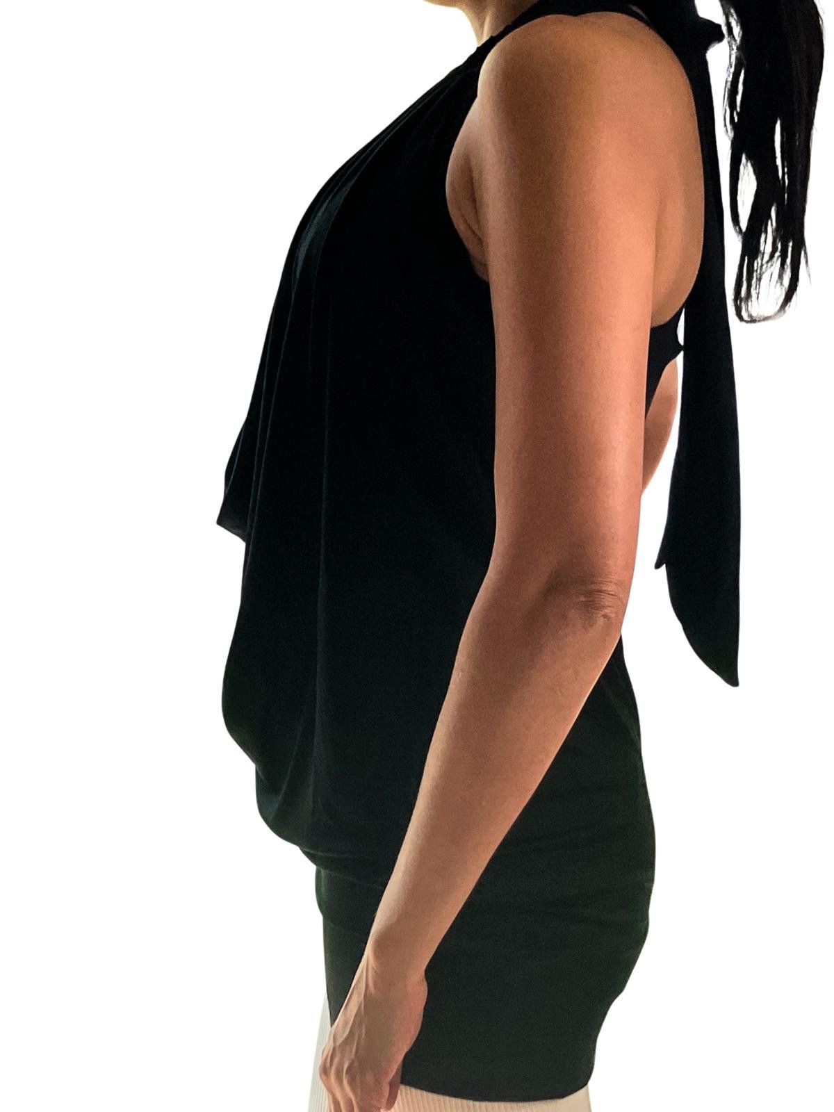 Other Mapalé Black Halter Draped Top Open Back Stretch Size XL / US 12-14 / IT 48-50 - 3 Thumbnail