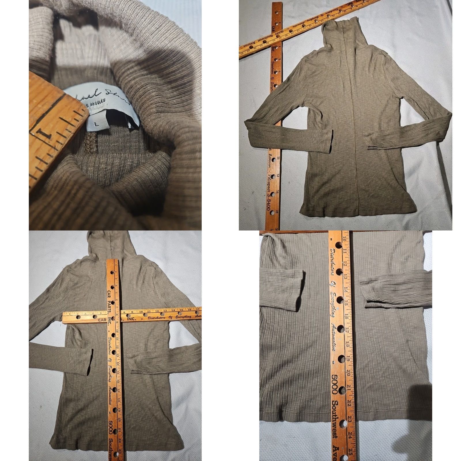 Michael Stars VINTAGE Michael Stars Shirt Womens L Green Ribbed Turtleneck Minimalist Luxury Size L / US 10 / IT 46 - 8 Thumbnail