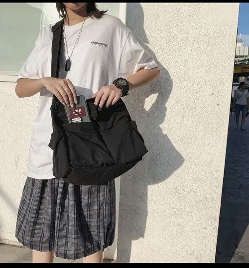 Japanese Brand Masumizu x Rumi Casual Canvas Messenger Shoulder School Bag Size ONE SIZE - 5 Thumbnail