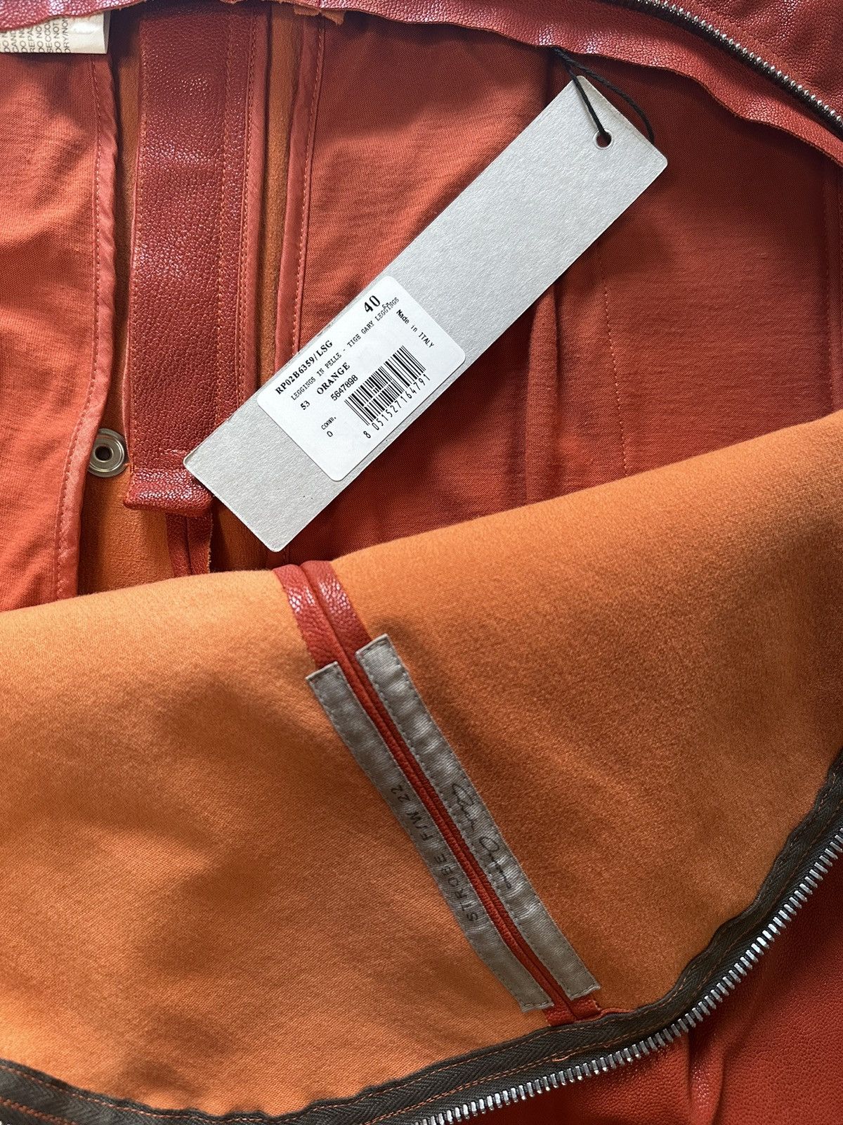 Rick Owens Rare color red STROBE Leather leggings Size 27" / US 4 / IT 40 - 7 Thumbnail