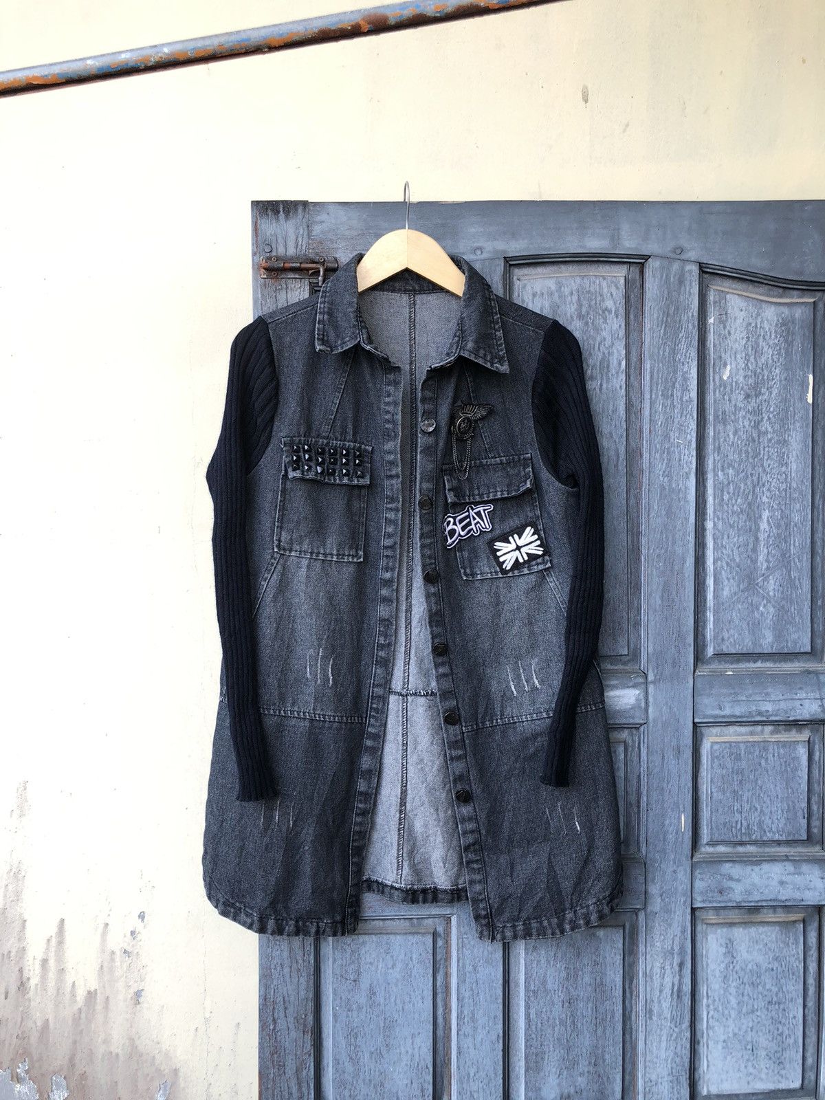 Japanese Brand Shirt Denim British Patch Pin Studed Knit Longsleeve Style Size US M / EU 48-50 / 2 - 2 Thumbnail