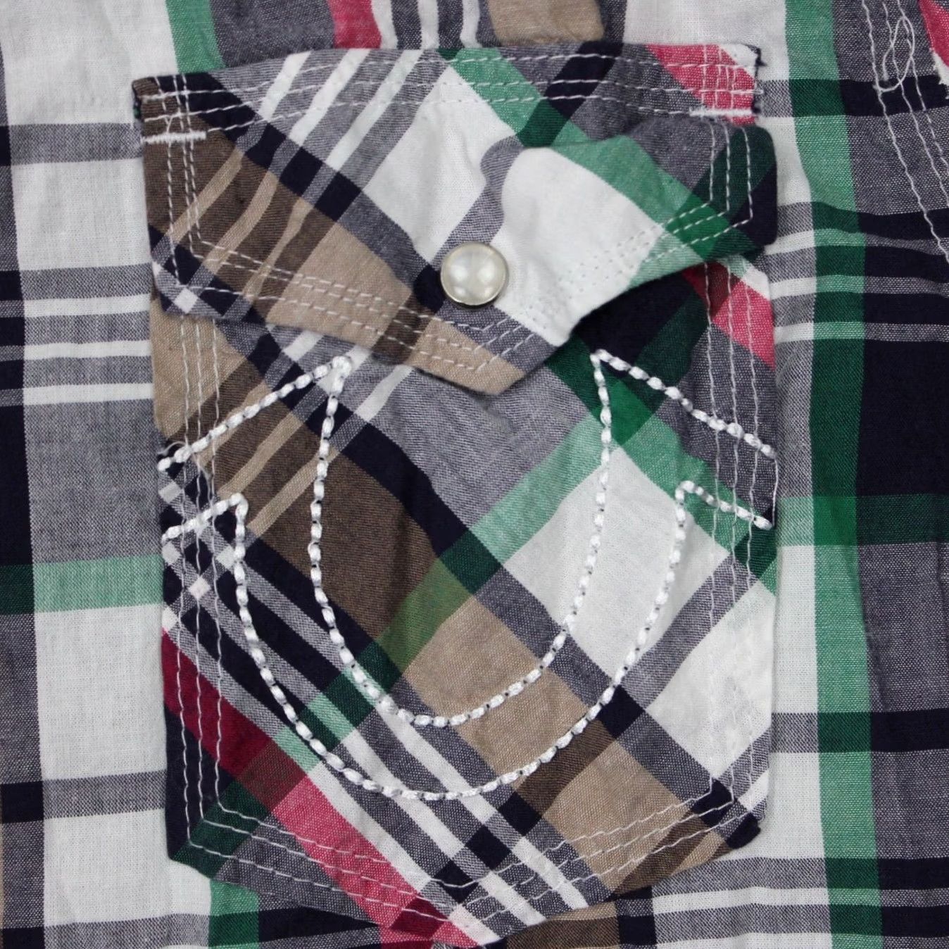 True Religion True Religion Shirt Mens 2XL Plaid Button-Up Snap Short Sleeve Red Green White Gray Cotton 100% Cotton Western Cowboy Vintage No Size US XXL / EU 58 / 5 - 6 Thumbnail