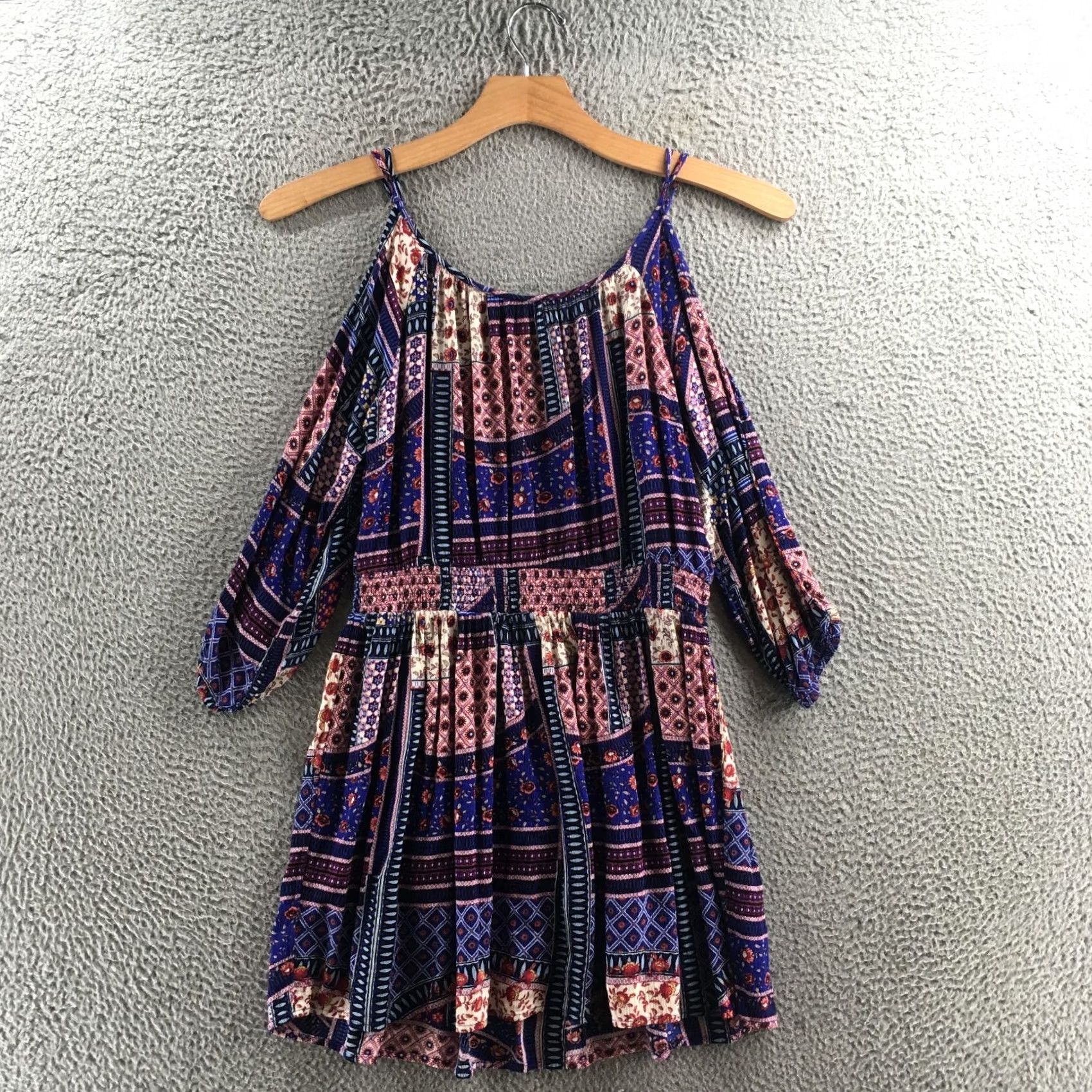 American Eagle Outfitters American Eagle Outfitters Patchwork Cold Shoulder Dress Womens L Multicolor Size L / US 10 / IT 46 - 7 Thumbnail