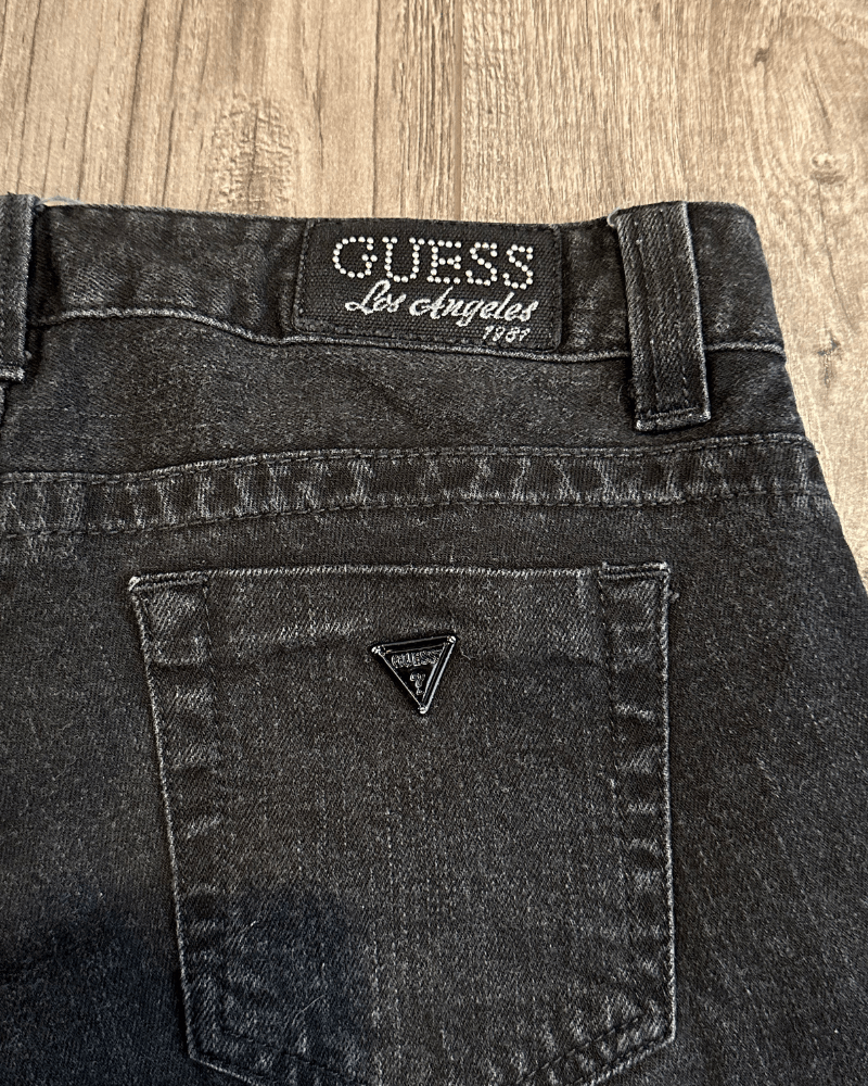 Guess Vintage Y2K Guess Women's Distressed Black Jean Shorts - 27 Size 27" / US 4 / IT 40 - 3 Thumbnail