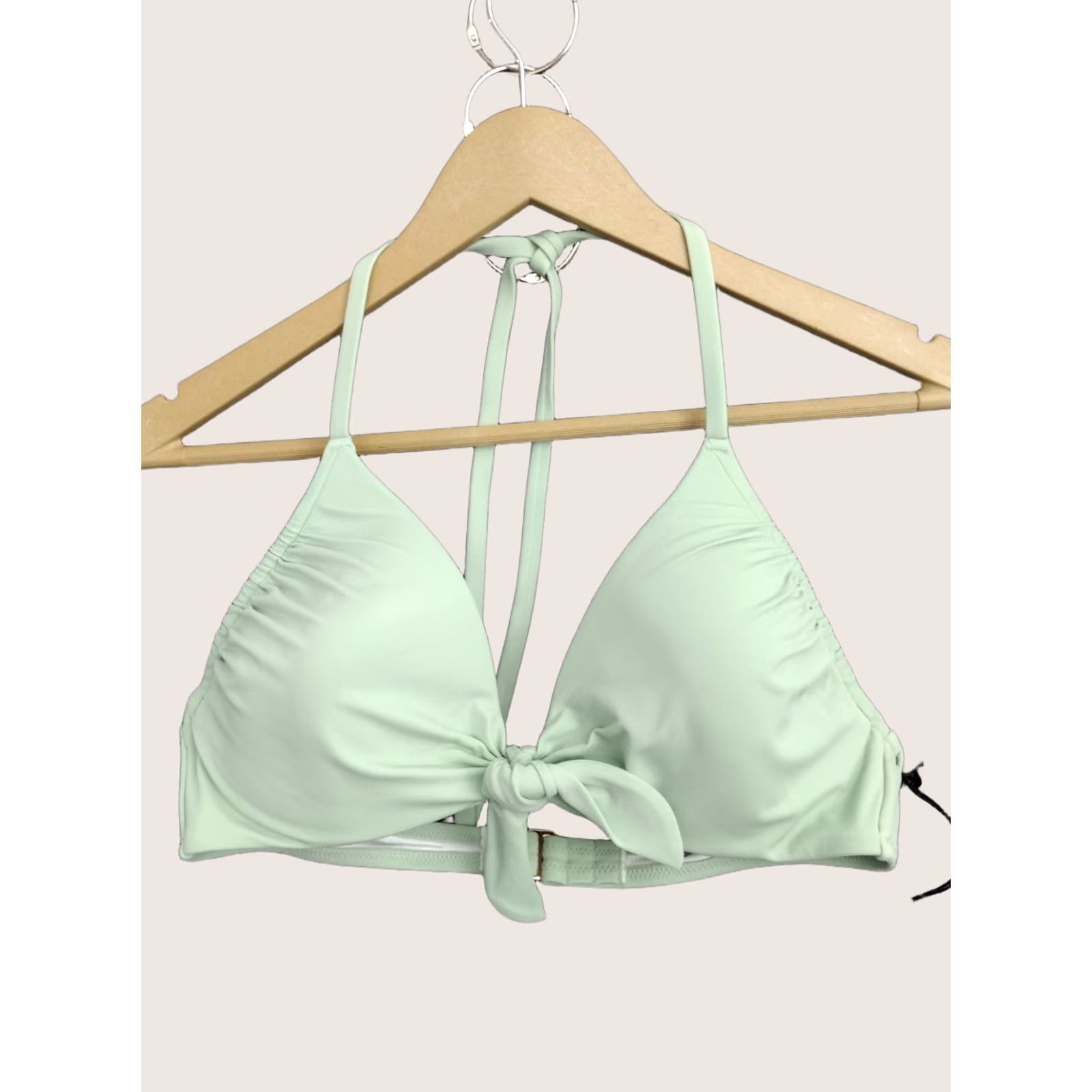 Vintage Shade & Shore Bikini Top Green Front Tie Spaghetti Padded Lined Size 36B Adult Women Size XS / US 0-2 / IT 36-38 - 1 Thumbnail
