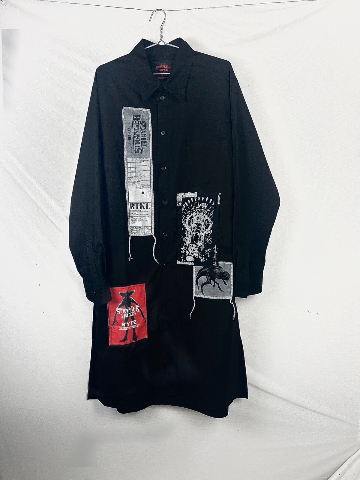 image of Yohji Yamamoto Syte X Stranger Things Omnibus Long Shirt in Black, Men's (Size Medium)