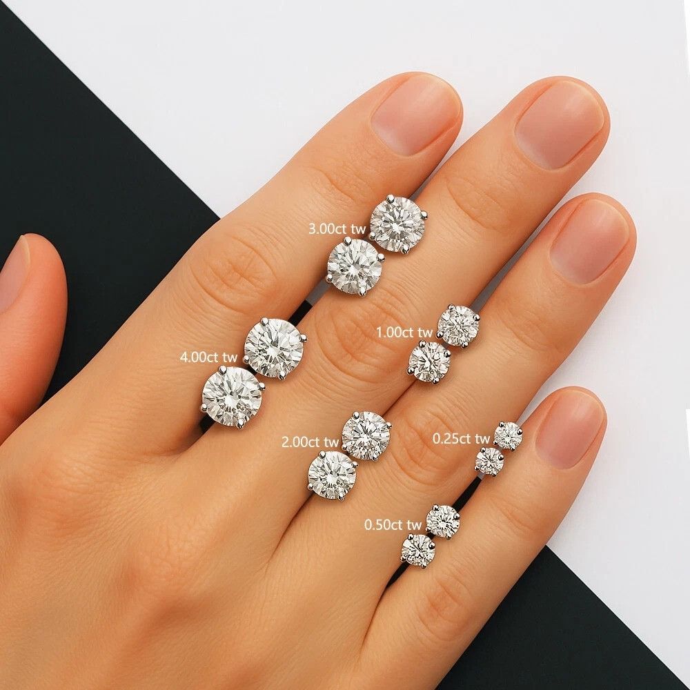 Other 1.00ct Lab Grown Diamond Round Earrings in 14k White Gold Size ONE SIZE - 6 Thumbnail