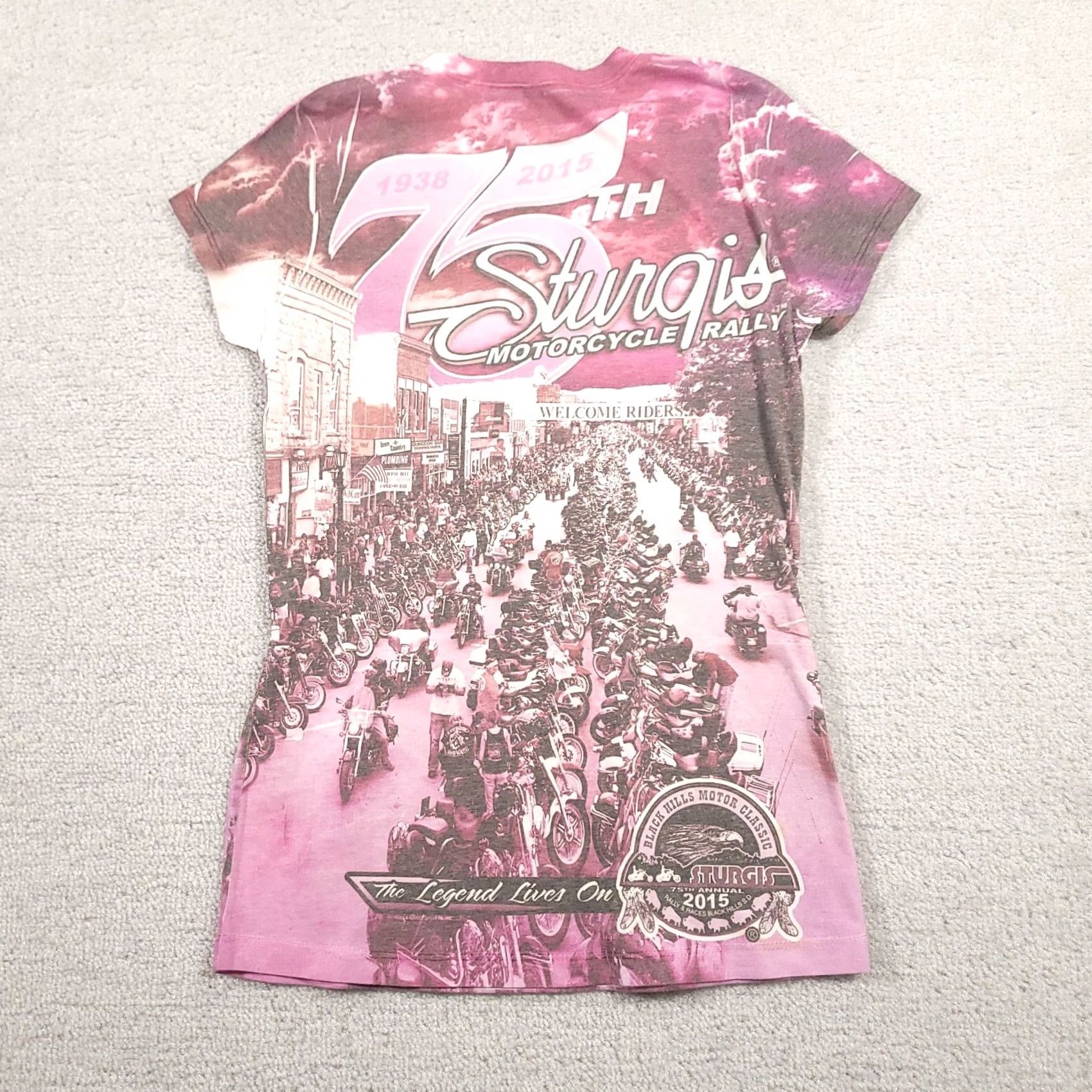Next Level Sturgis 2015 75th Anniversary Shirt Womens M Short Sleeve Pink Motorcycle Shirt Size M / US 6-8 / IT 42-44 - 7 Thumbnail