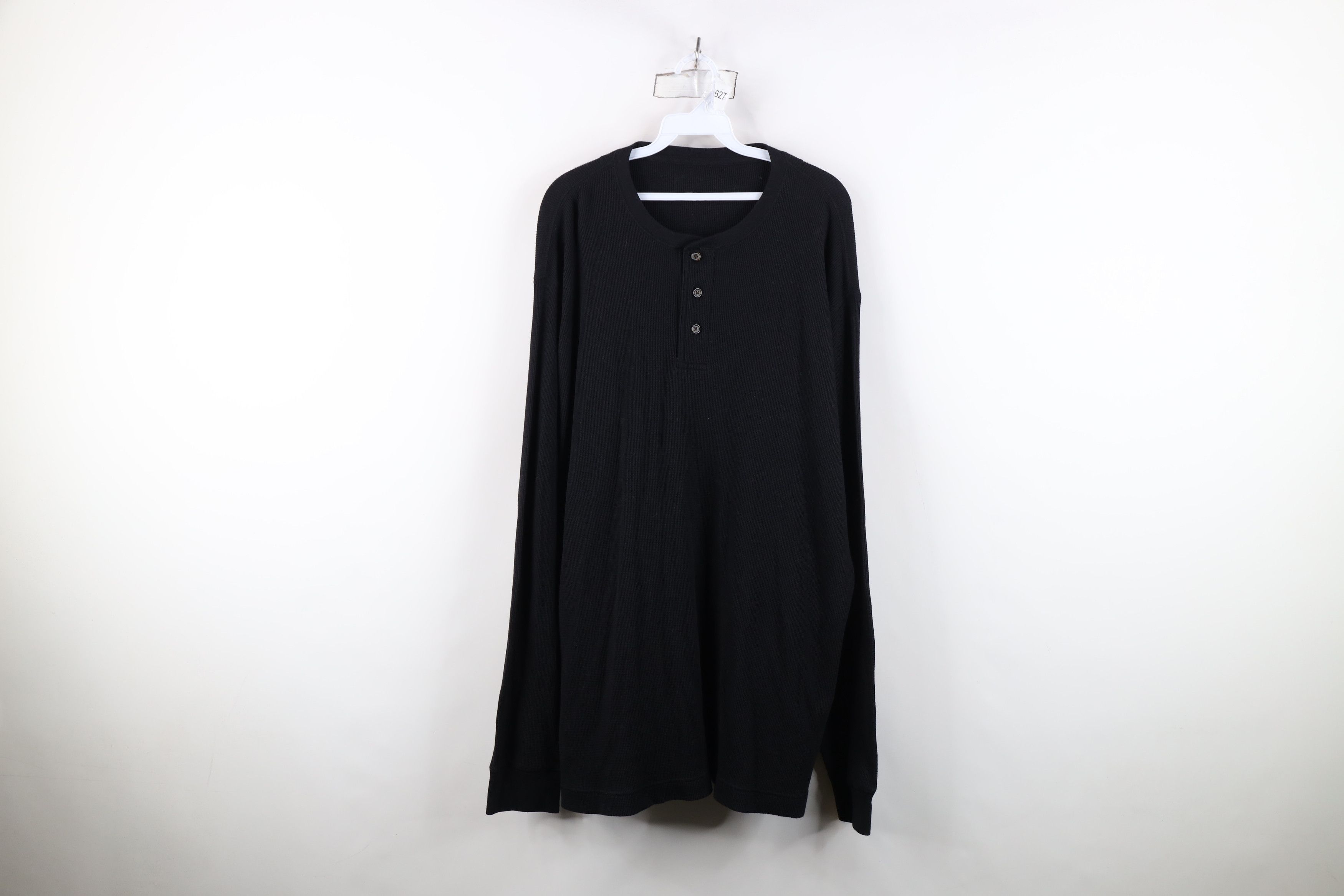Vintage Vintage Streetwear Thermal Waffle Knit Henley T-Shirt Black Size US XXL / EU 58 / 5 - 1 Thumbnail