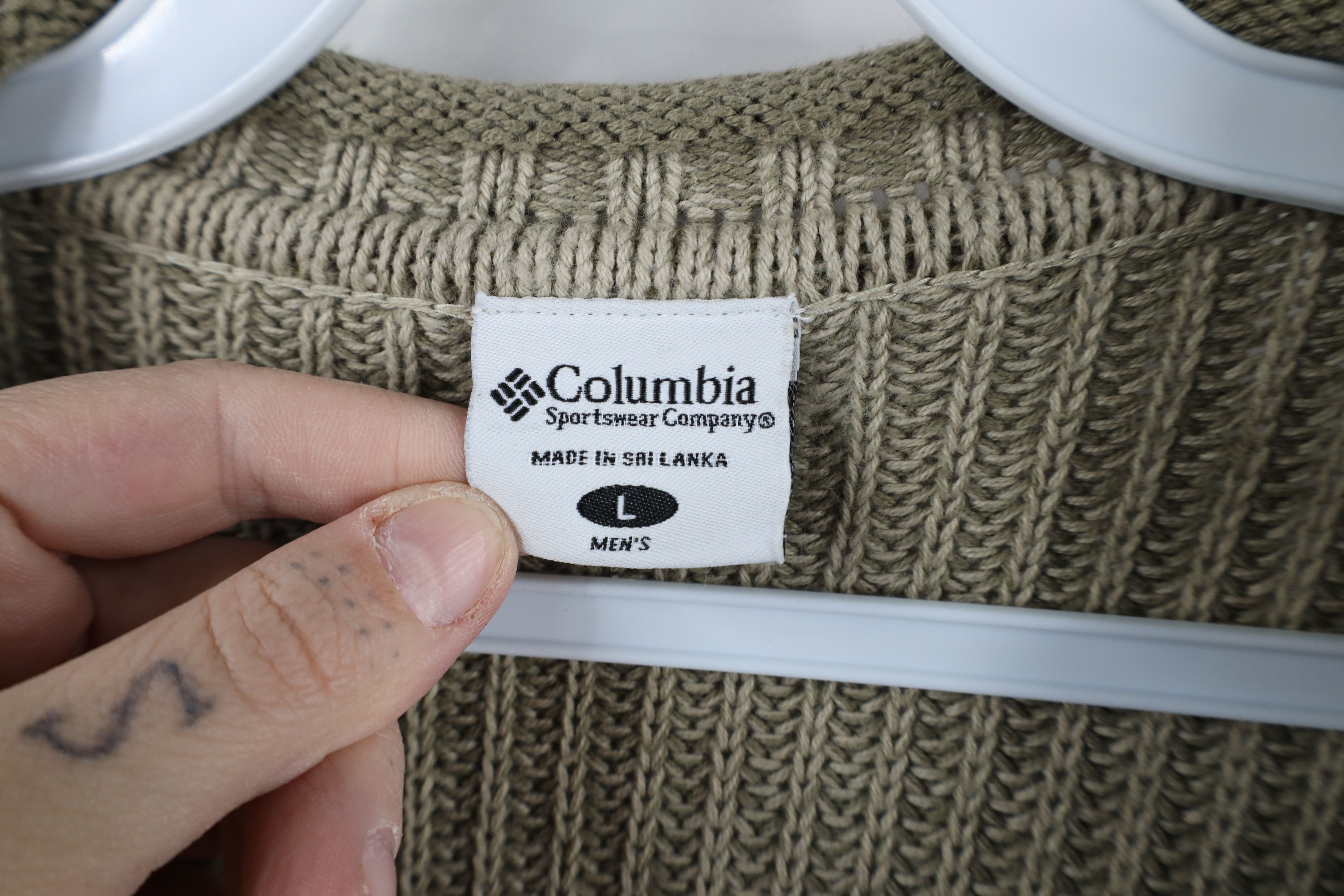 Columbia × Vintage Vintage 90s Columbia Ribbed Knit Sweater Heather Green Size US L / EU 52-54 / 3 - 4 Thumbnail