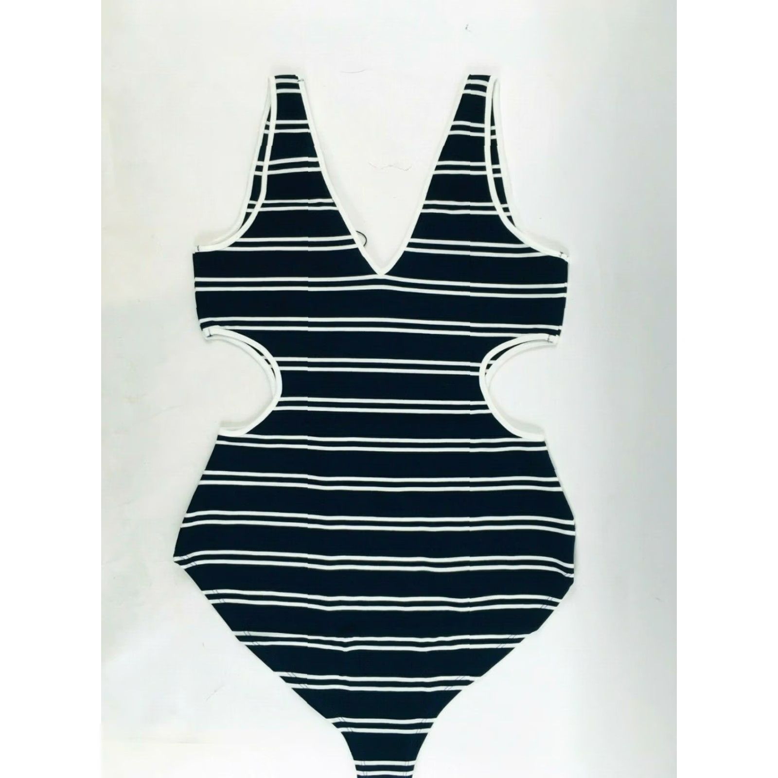 BB Dakota BB Dakota Bodysuit Women's S Navy Blue & White Striped Cut-out on the Side One Piece Womens XS? Size S / US 4 / IT 40 - 2 Thumbnail