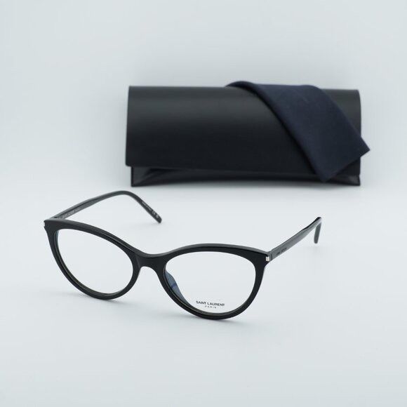 Saint Laurent Paris Saint Laurent SL833 001 Eyeglasses Shiny Black 55mm Square Size ONE SIZE - 10 Thumbnail