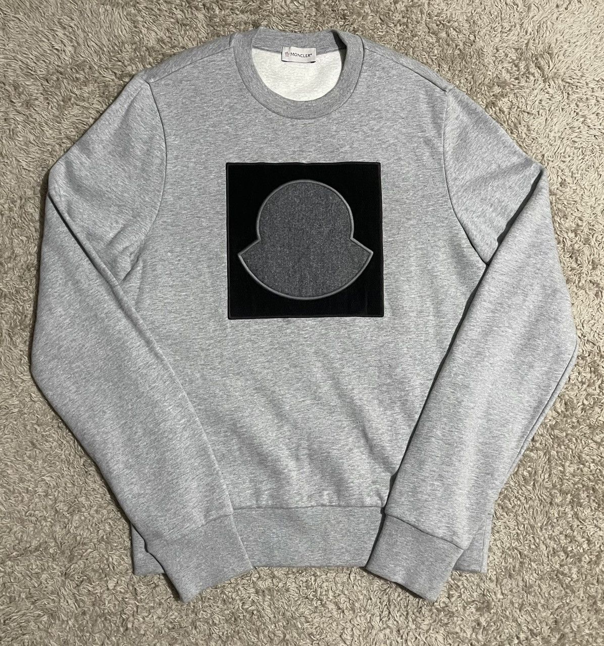 image of Moncler Maglia Girocollo Round Neck Jumper Big Logo Size S in Grey, Men's