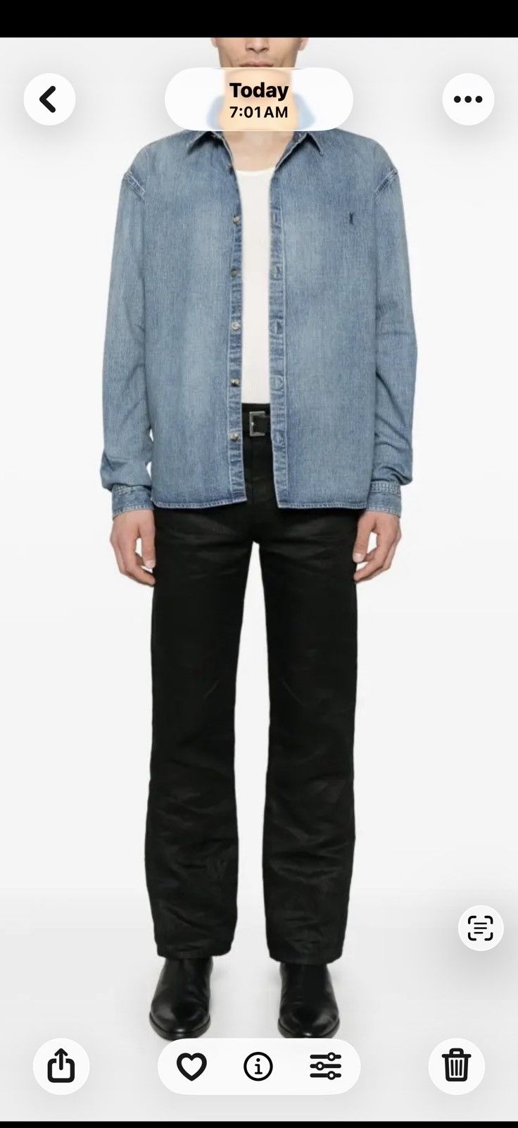 Saint Laurent Paris Saint laurent mens 2024 denim shirt. XXL. $1290 Size US XL / EU 56 / 4 - 1 Thumbnail