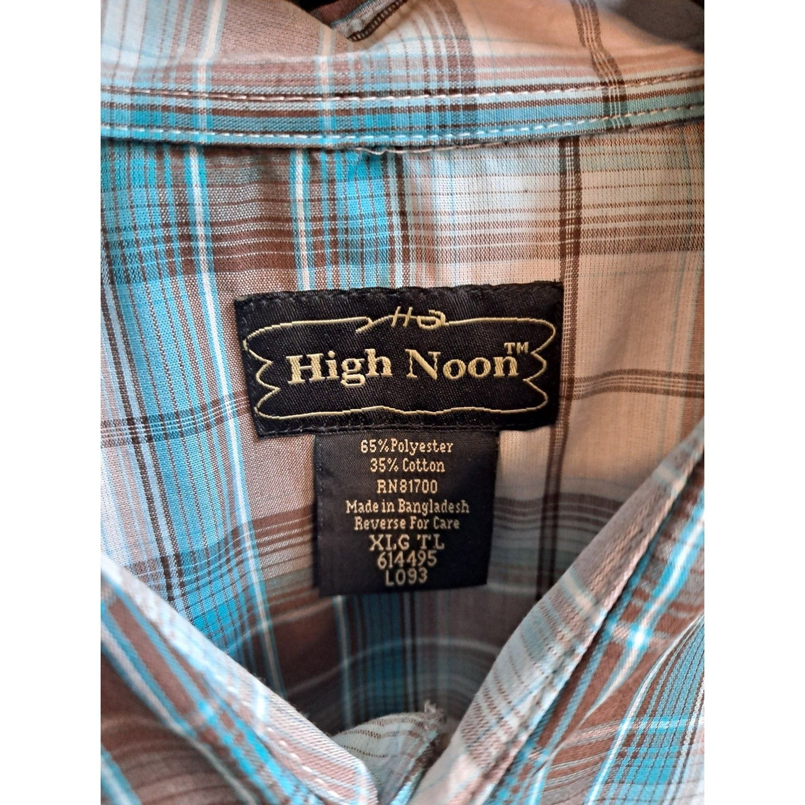 Other High Noon Plaid Western Shirt Pearl Snap Front Long Sleeve C Size US XL / EU 56 / 4 - 4 Thumbnail