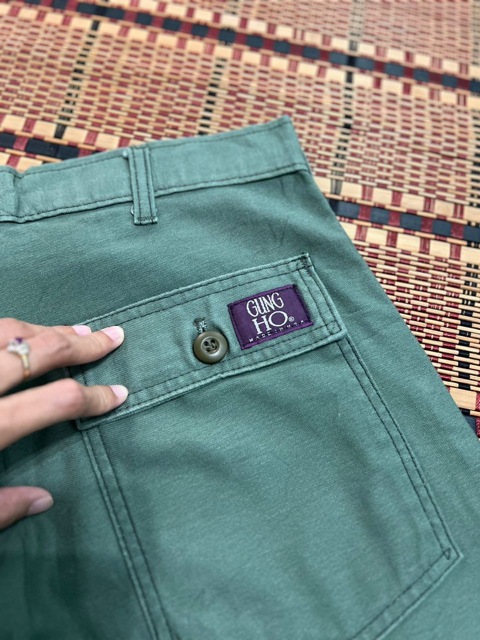 Japanese Brand Gung Ho Baker Pants Green Army Size US 31 - 8 Thumbnail
