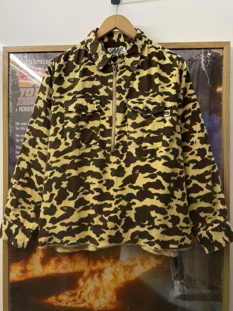 Bape 90s Vintage Bape Chamois Cloth Fleece 1/2 Zip Overshirt Size US S / EU 44-46 / 1 - 2 Thumbnail