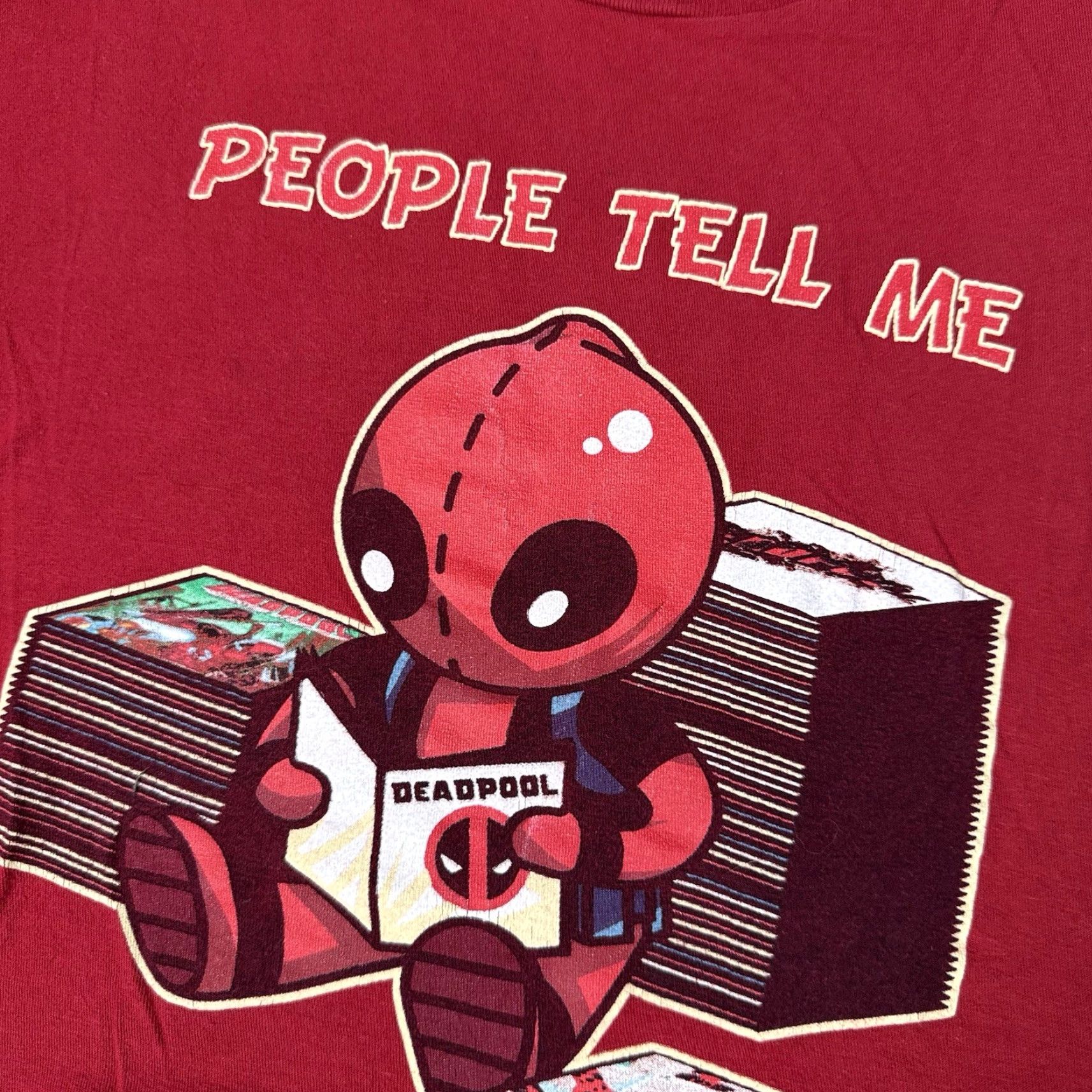 Vintage Marvel Deadpool T Shirt Mens L Red Crew Neck Short Sleeve Jersey Cotton Graphic Print Love 90s? No, not 90s since unknown. Size US L / EU 52-54 / 3 - 3 Thumbnail