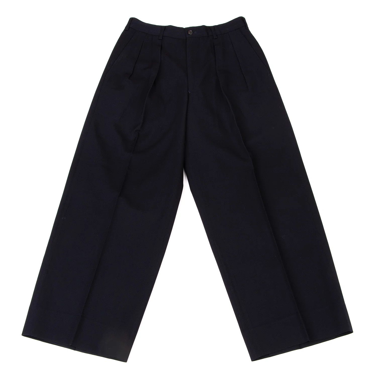 Comme des Garcons Homme Plus Wool Tuck Wide Pants in Navy, Size S Size US 30 / EU 46 - 1 Thumbnail