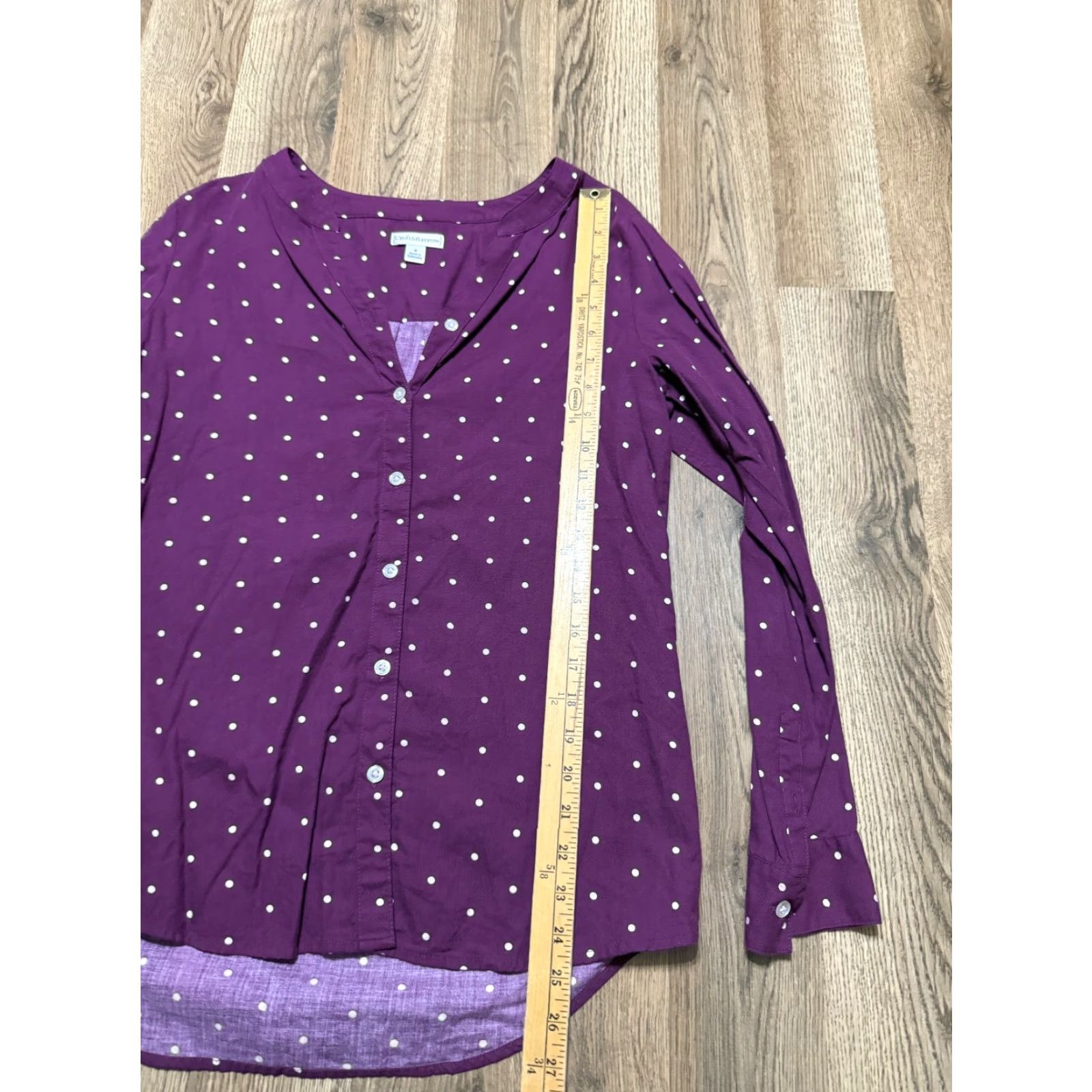 Croft & Barrow Croft & Barrow Shirt Women's Small Purple Polka Long Sleeve Button Up Size S / US 4 / IT 40 - 7 Thumbnail
